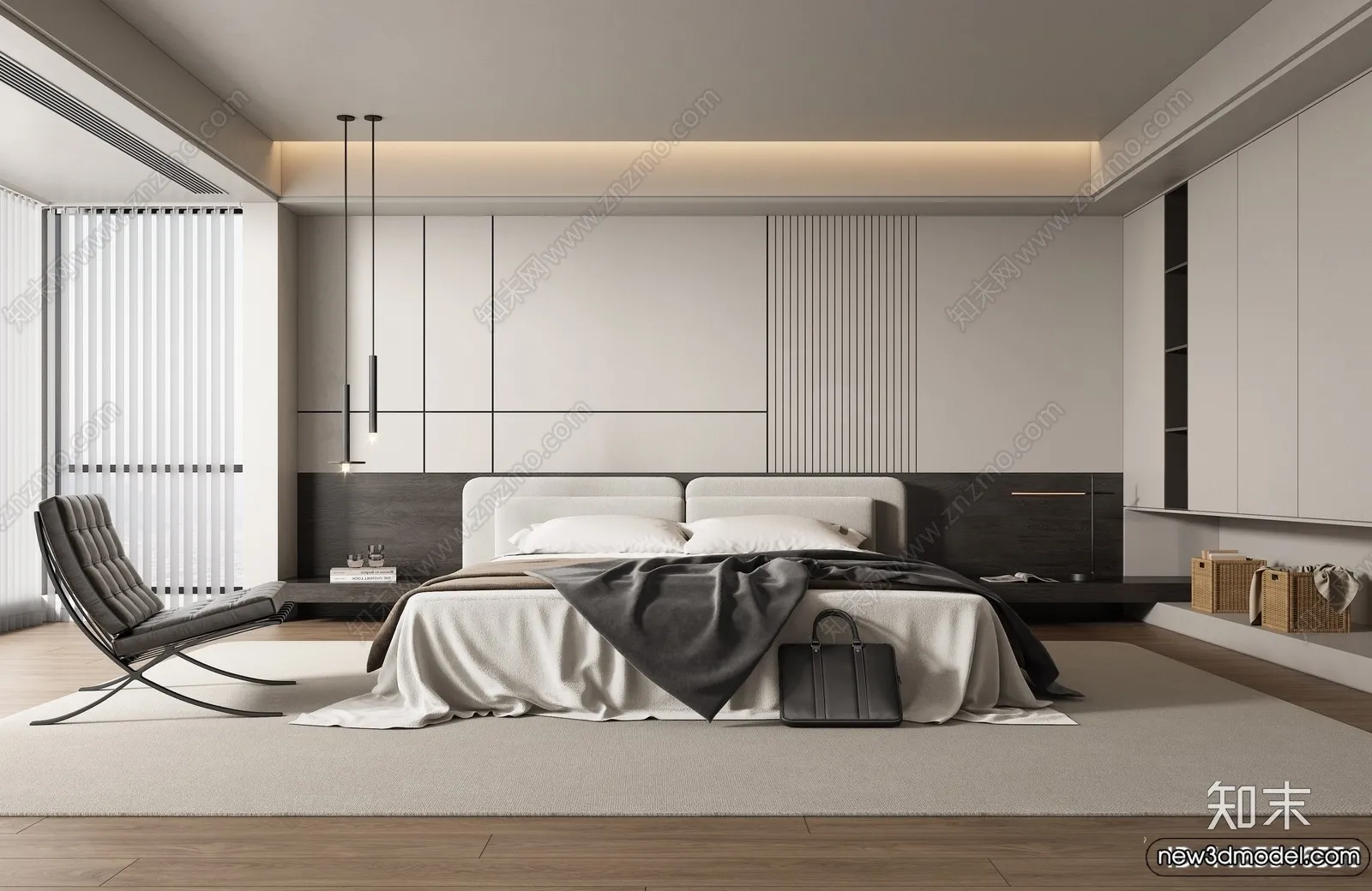 Bedroom – 3D Interior Scenes – Modern Style – 3D Models – 095 Bedroom – 3D Interior Scenes – Modern Style – 3D Models – 095