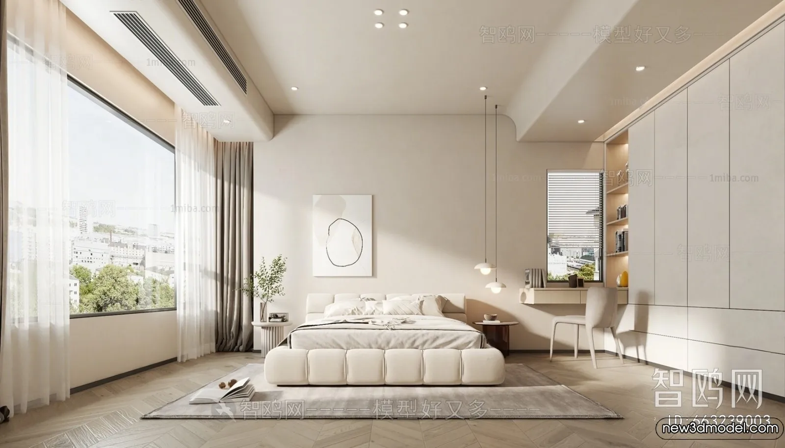 Bedroom – 3D Interior Scenes – Modern Style – 3D Models – 098 Bedroom – 3D Interior Scenes – Modern Style – 3D Models – 098