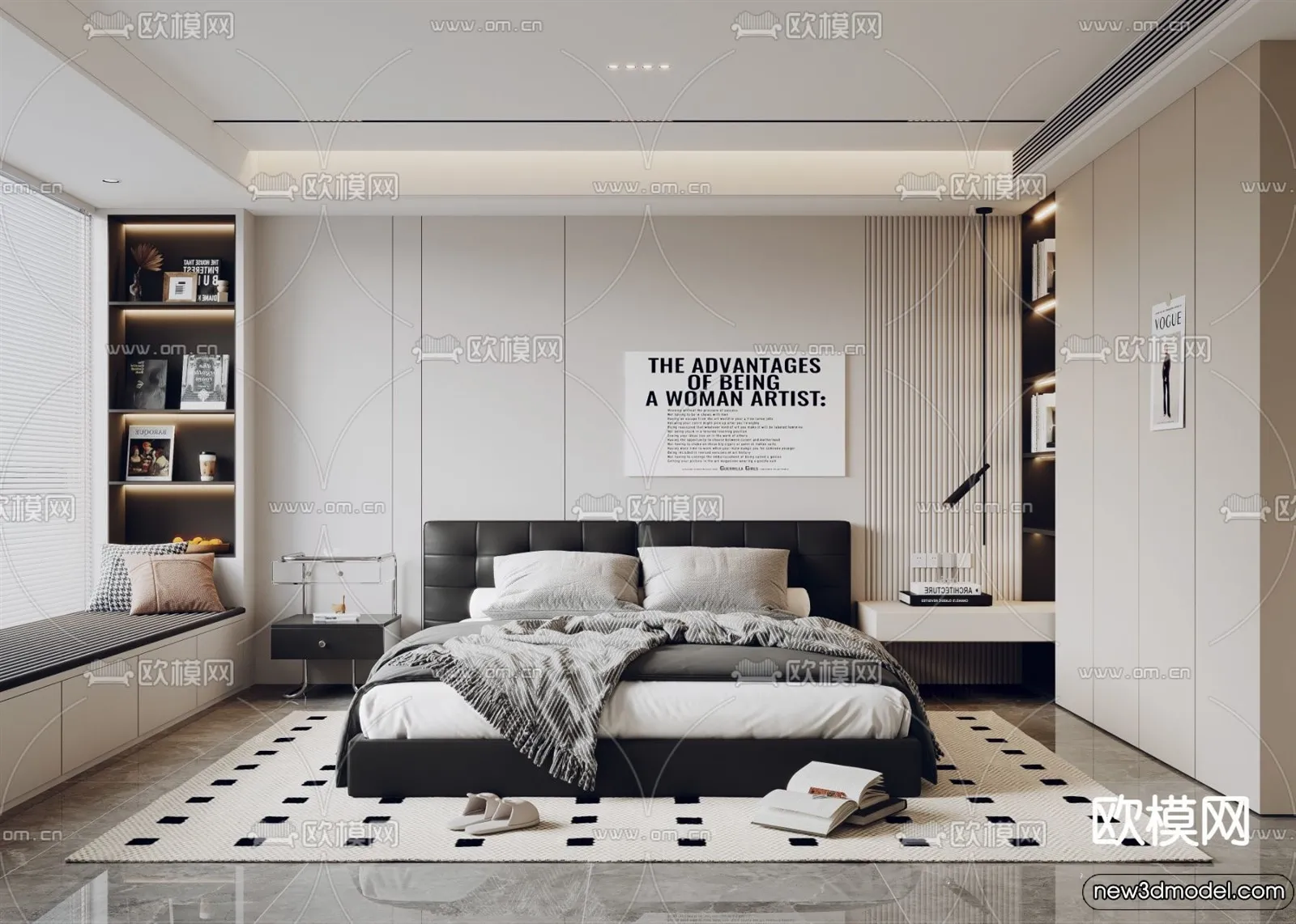 Bedroom – 3D Interior Scenes – Modern Style – 3D Models – 196 Bedroom – 3D Interior Scenes – Modern Style – 3D Models – 196