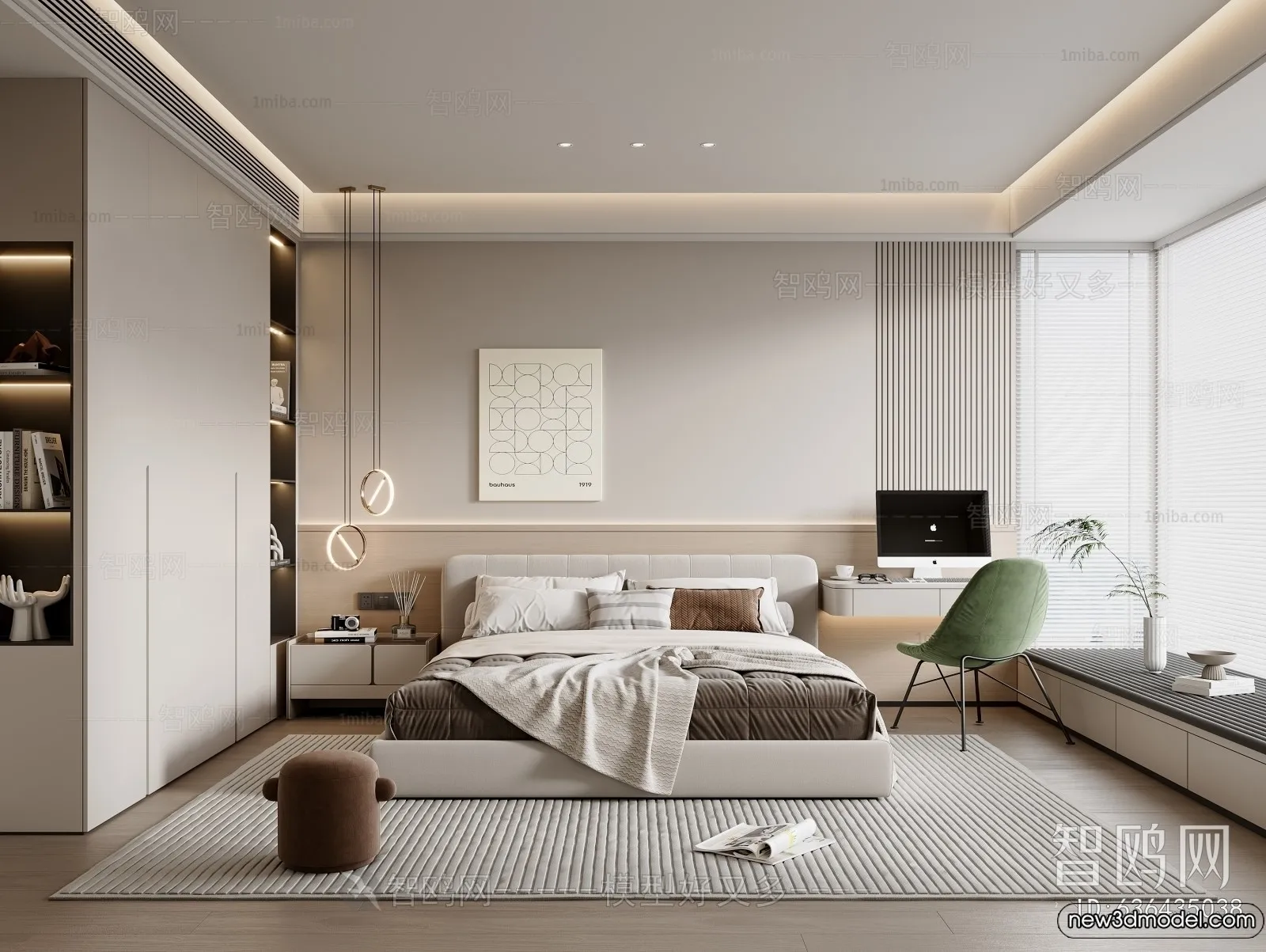 Bedroom – 3D Interior Scenes – Modern Style – 3D Models – 197 Bedroom – 3D Interior Scenes – Modern Style – 3D Models – 197