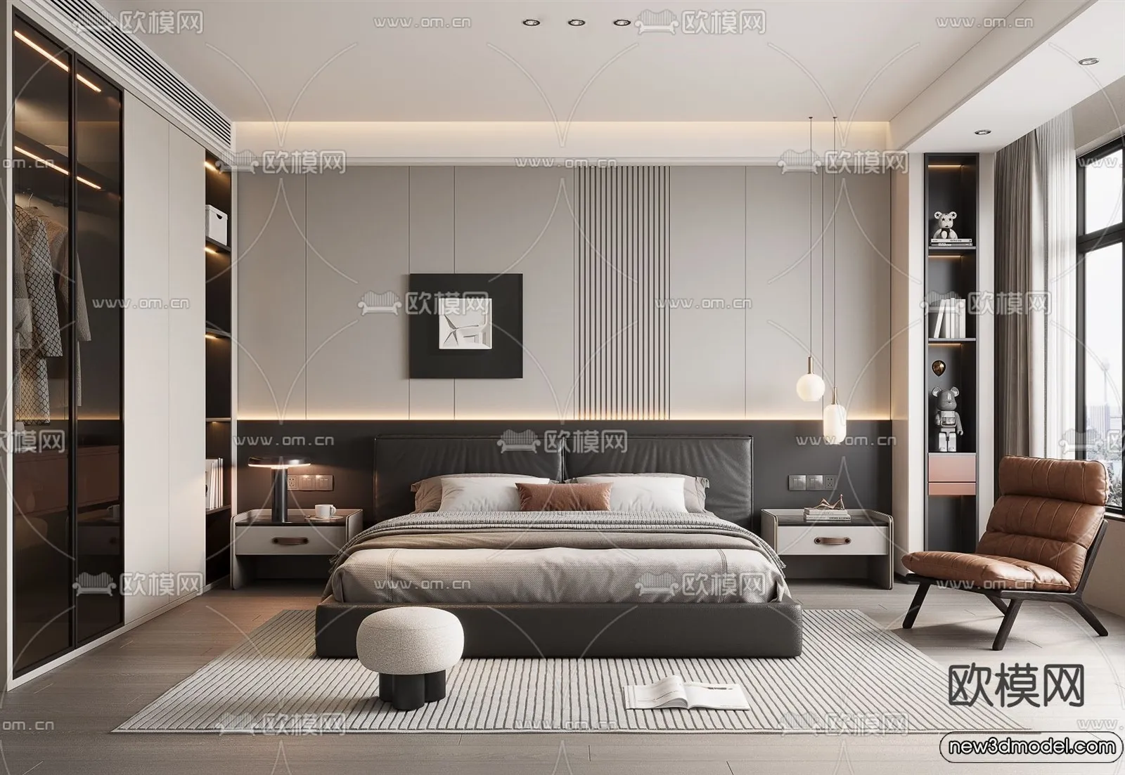 Bedroom – 3D Interior Scenes – Modern Style – 3D Models – 205 Bedroom – 3D Interior Scenes – Modern Style – 3D Models – 205