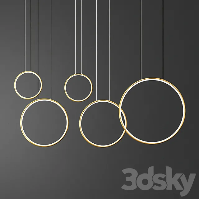Bedroom Circle rings suspension 3D Model