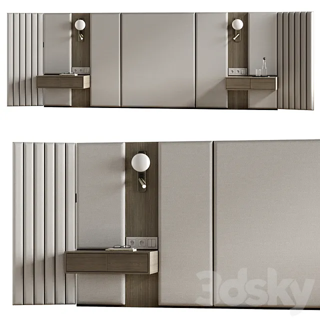 Bedroom headboard kit 04 3D Model