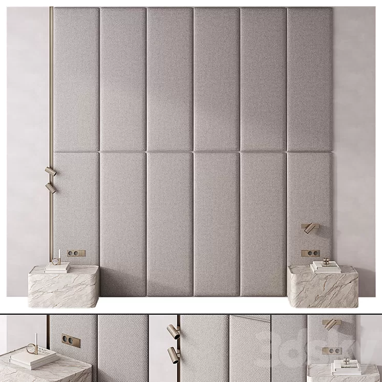 Bedroom headboard Warm Gray 3D Model