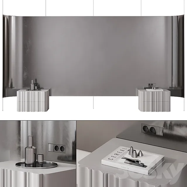 Bedroom headboard with metallic 3D Model Bedroom headboard with metallic 3D Model