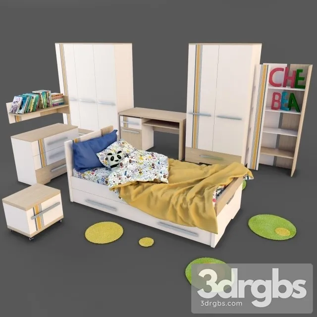 Bedroom Kid 01 3D Model Download