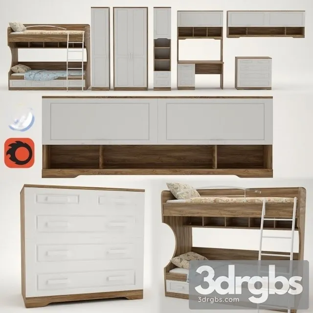 Bedroom Kit Funiture Set 02 3D Model Download