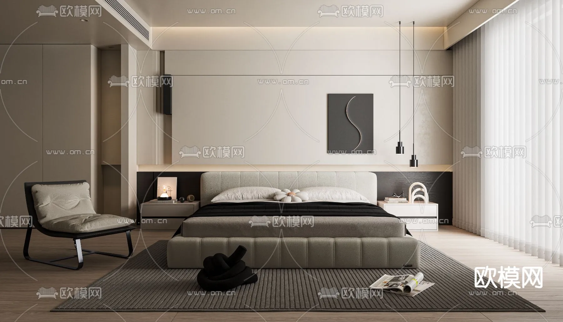 BEDROOM – MODERN STYLE – CORONA – 3D MODEL – 2067