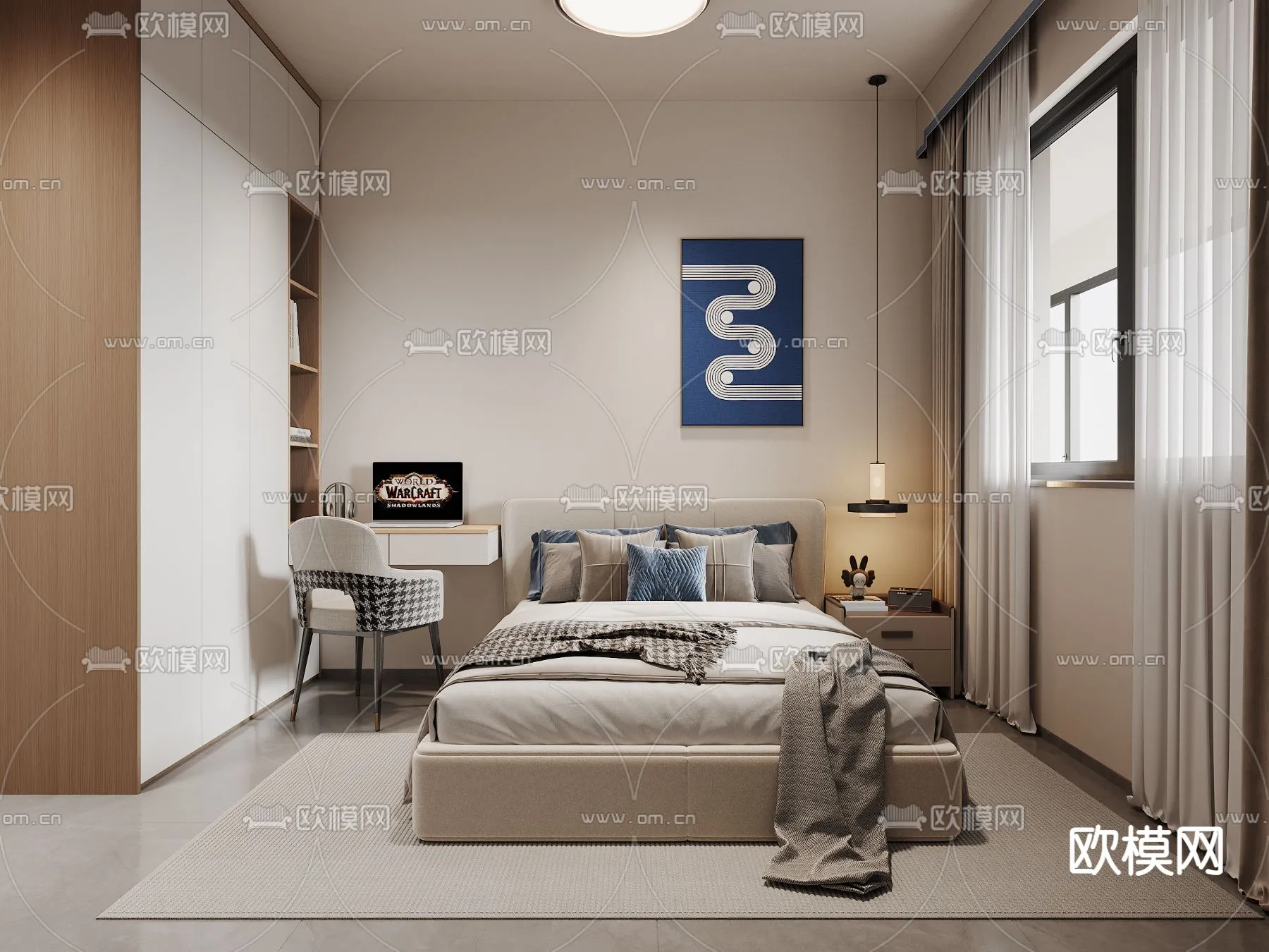 BEDROOM – MODERN STYLE – CORONA – 3D MODEL – 2126