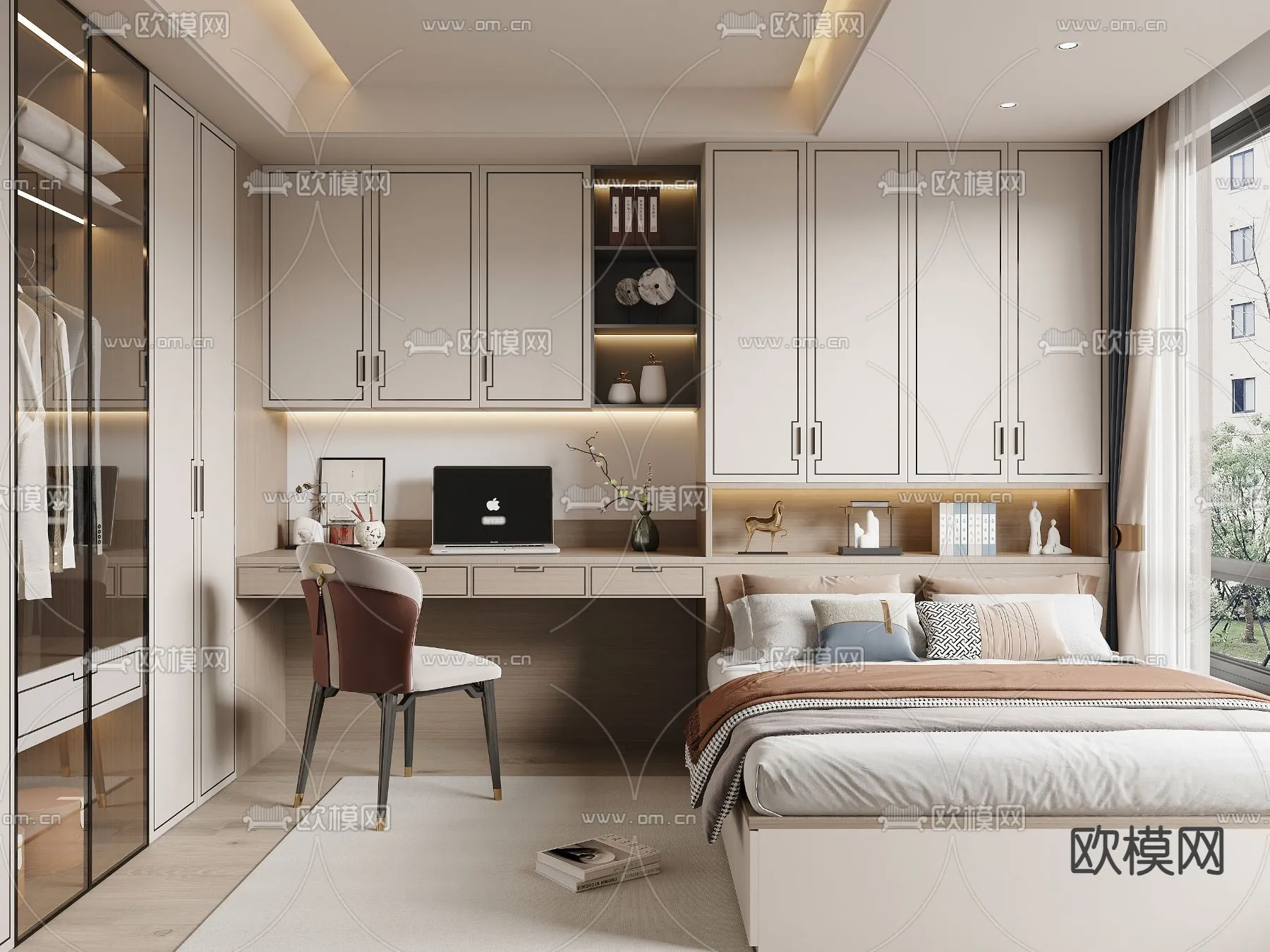BEDROOM – MODERN STYLE – CORONA – 3D MODEL – 2132