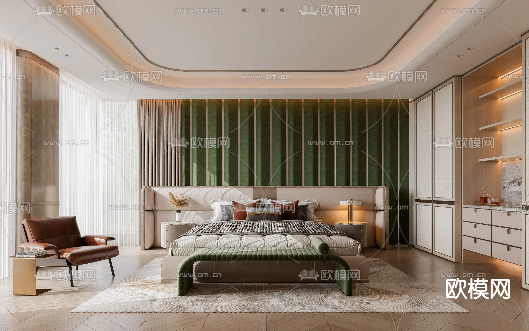 BEDROOM – MODERN STYLE – CORONA – 3D MODEL – 2135