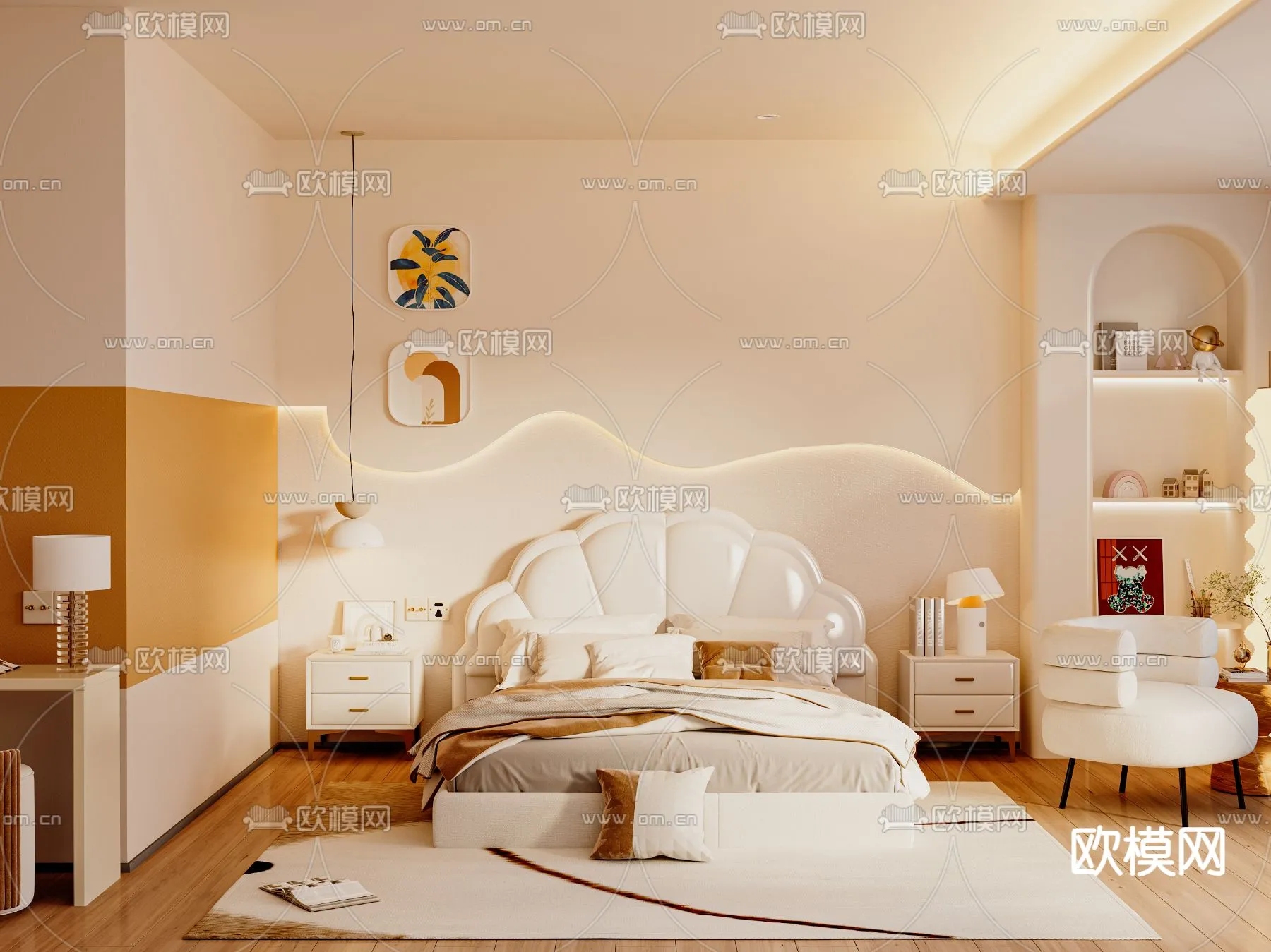 BEDROOM – MODERN STYLE – CORONA – 3D MODEL – 2152