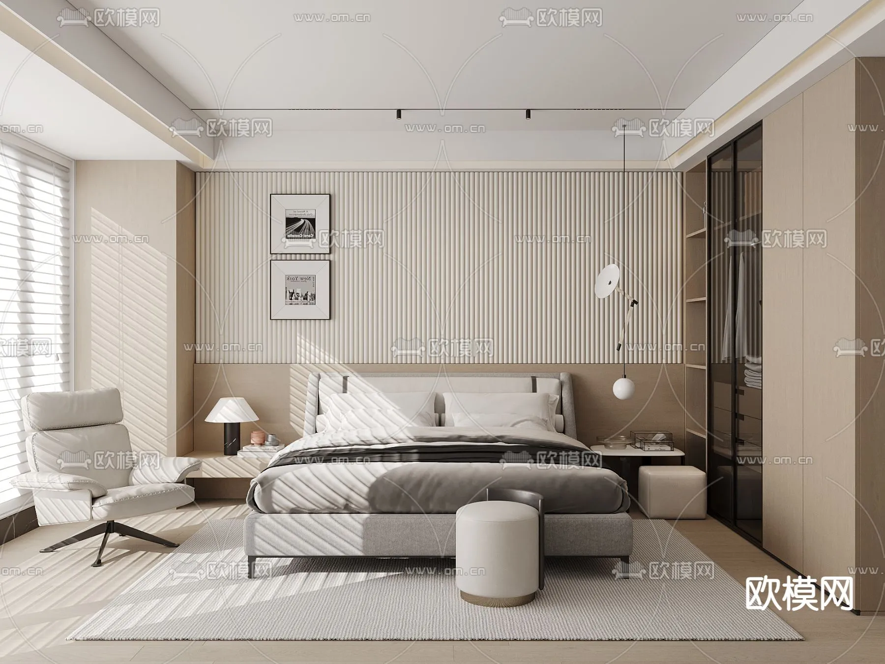 BEDROOM – MODERN STYLE – CORONA – 3D MODEL – 2154