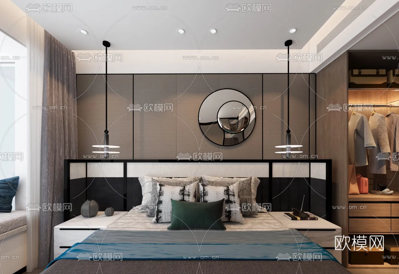 BEDROOM – MODERN STYLE – VRAY / CORONA – 3D MODEL – 2045