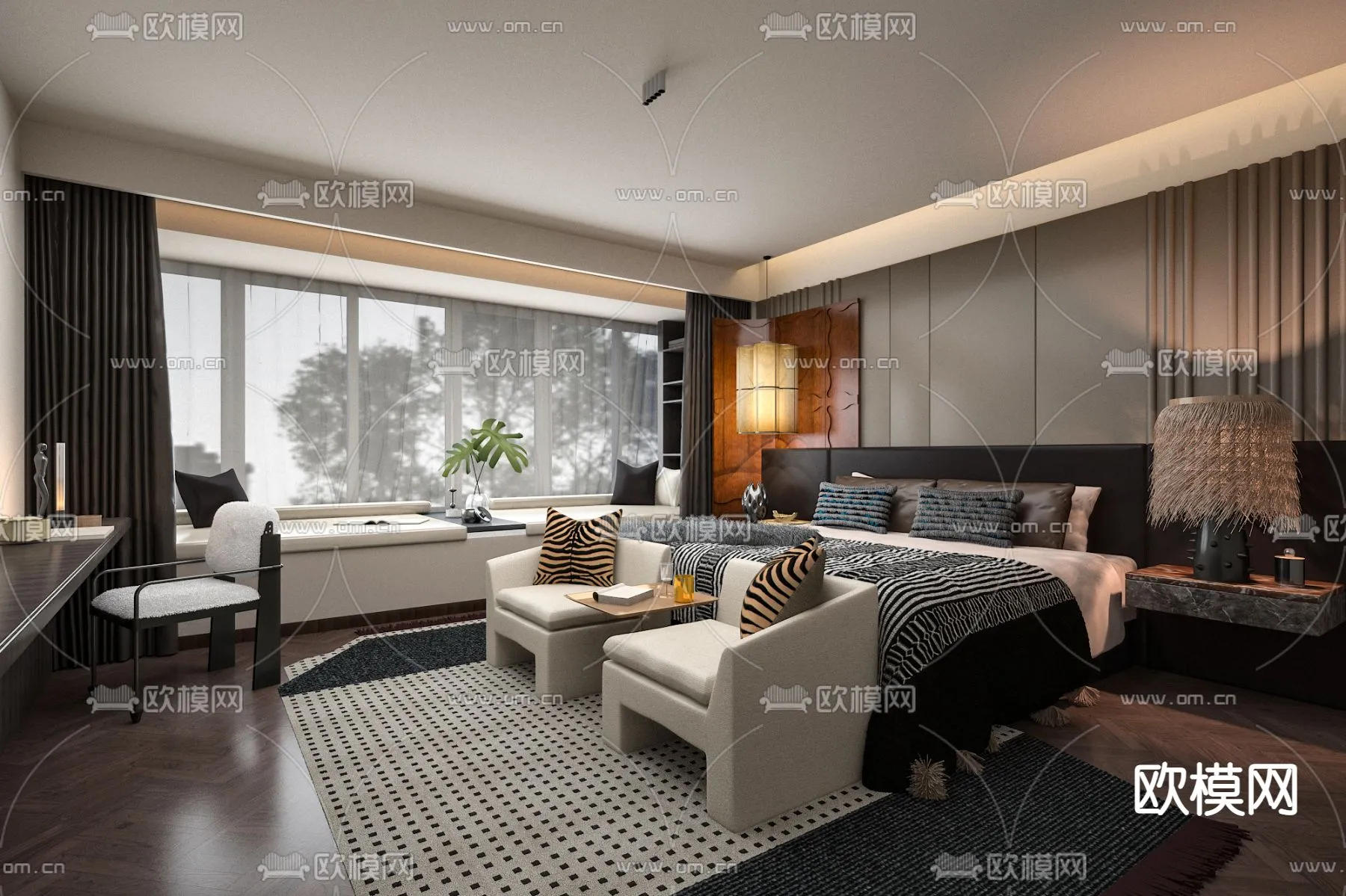 BEDROOM – MODERN STYLE – VRAY / CORONA – 3D MODEL – 2047