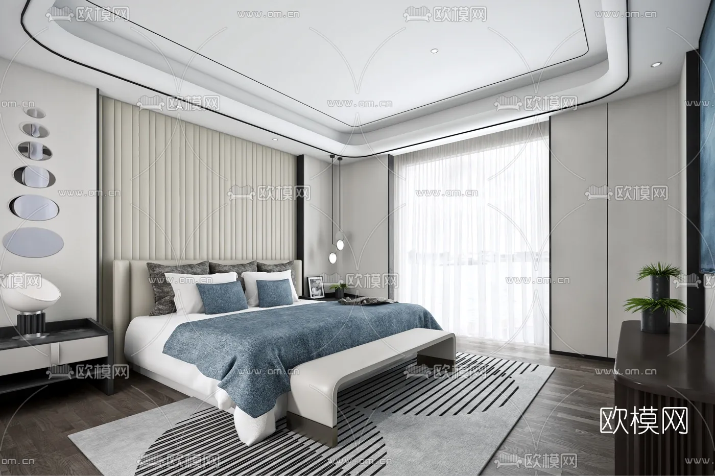 BEDROOM – MODERN STYLE – VRAY / CORONA – 3D MODEL – 2050