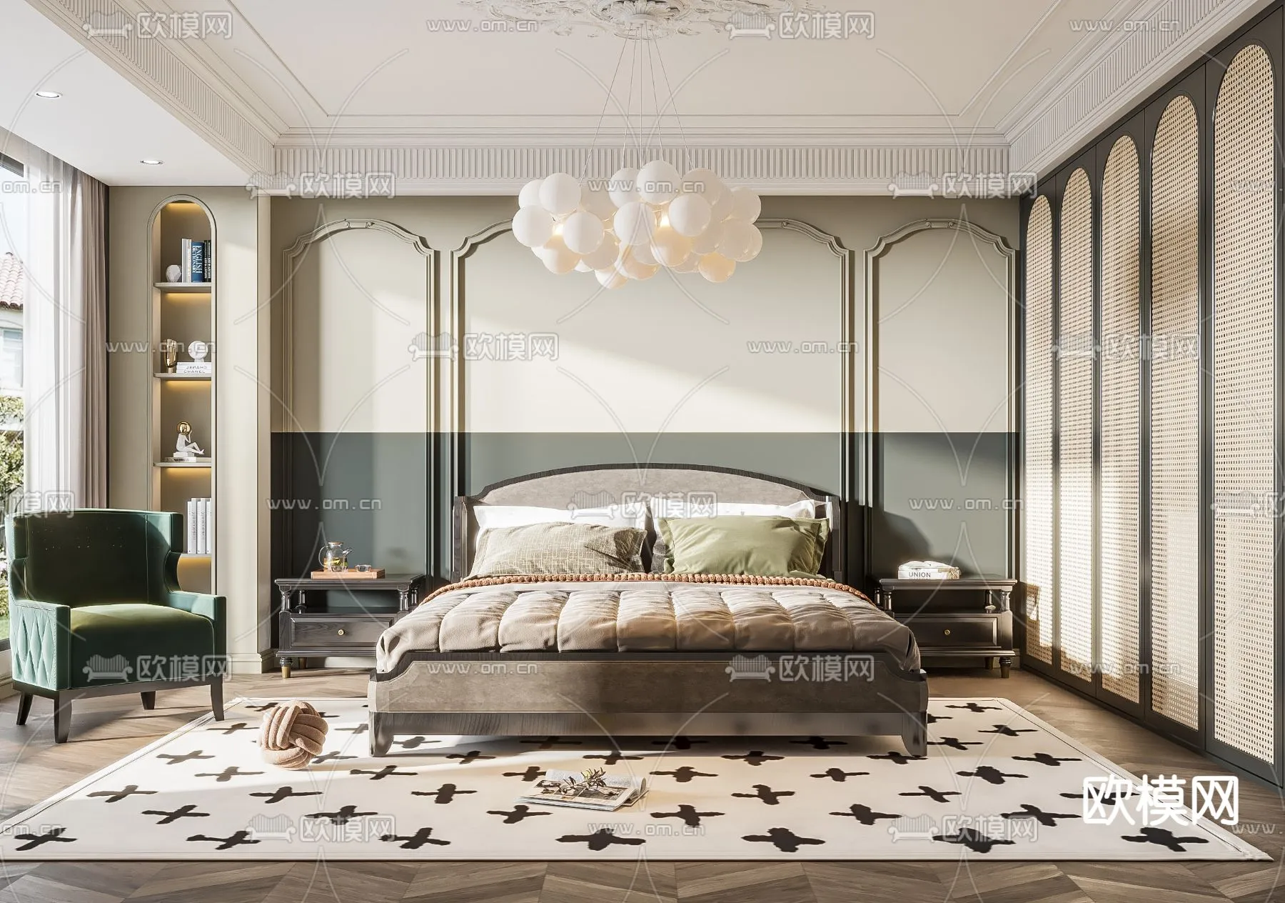 BEDROOM – MODERN STYLE – VRAY / CORONA – 3D MODEL – 2053