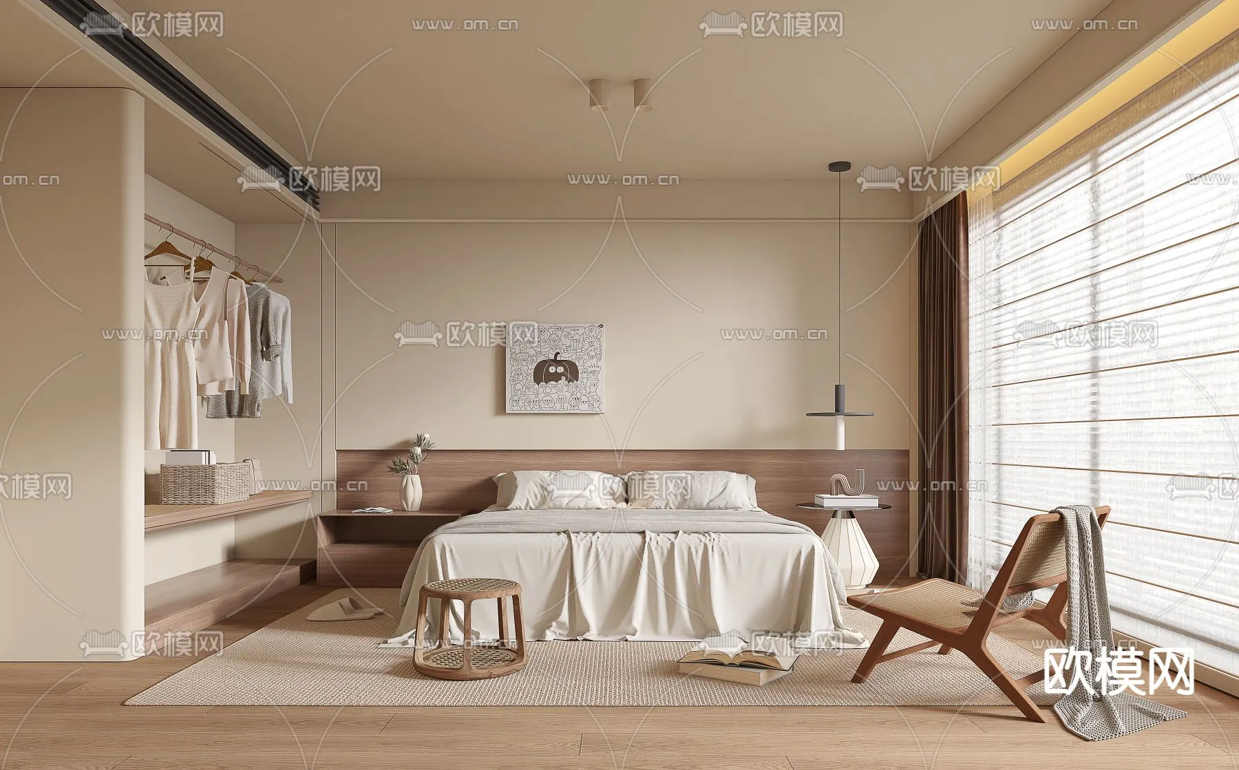 BEDROOM – MODERN STYLE – VRAY / CORONA – 3D MODEL – 2059