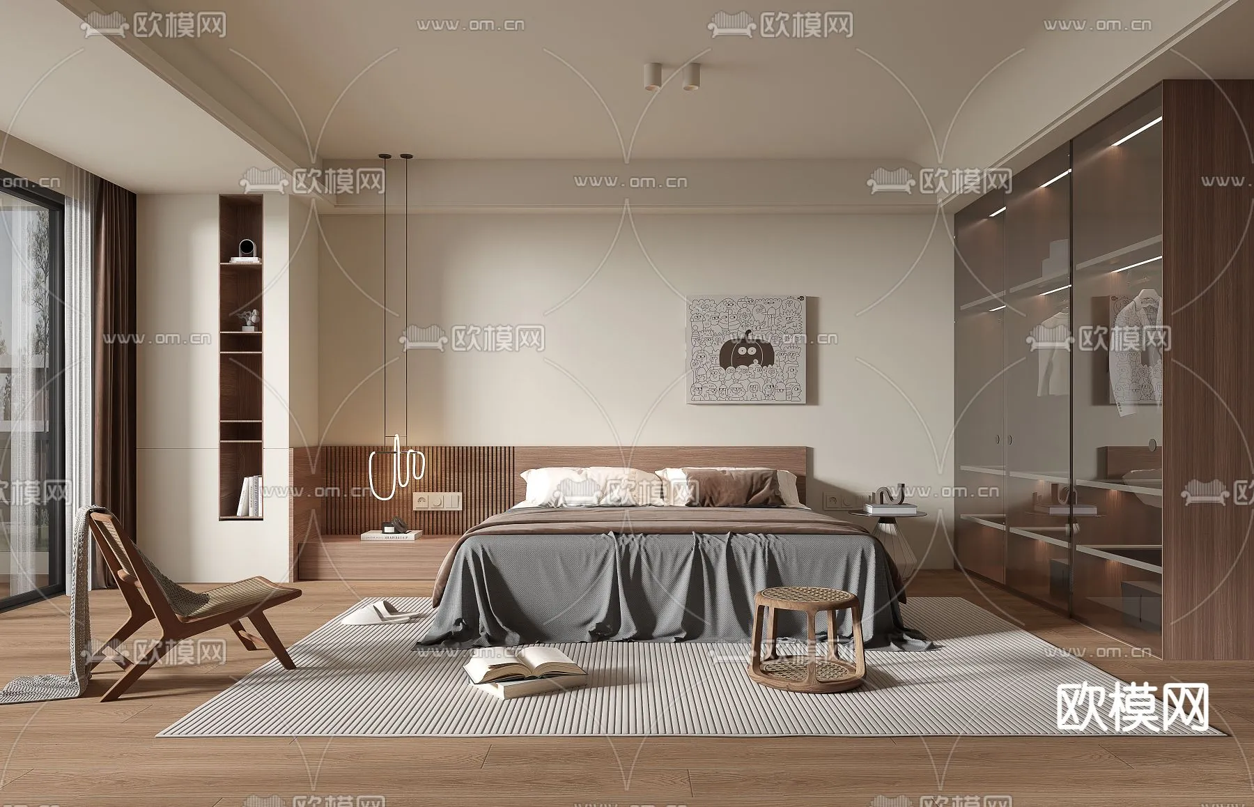 BEDROOM – MODERN STYLE – VRAY / CORONA – 3D MODEL – 2060