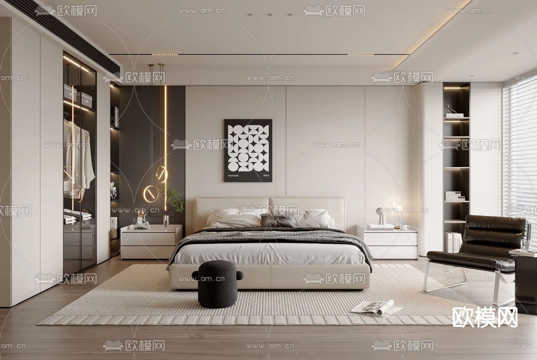 BEDROOM – MODERN STYLE – VRAY / CORONA – 3D MODEL – 2061