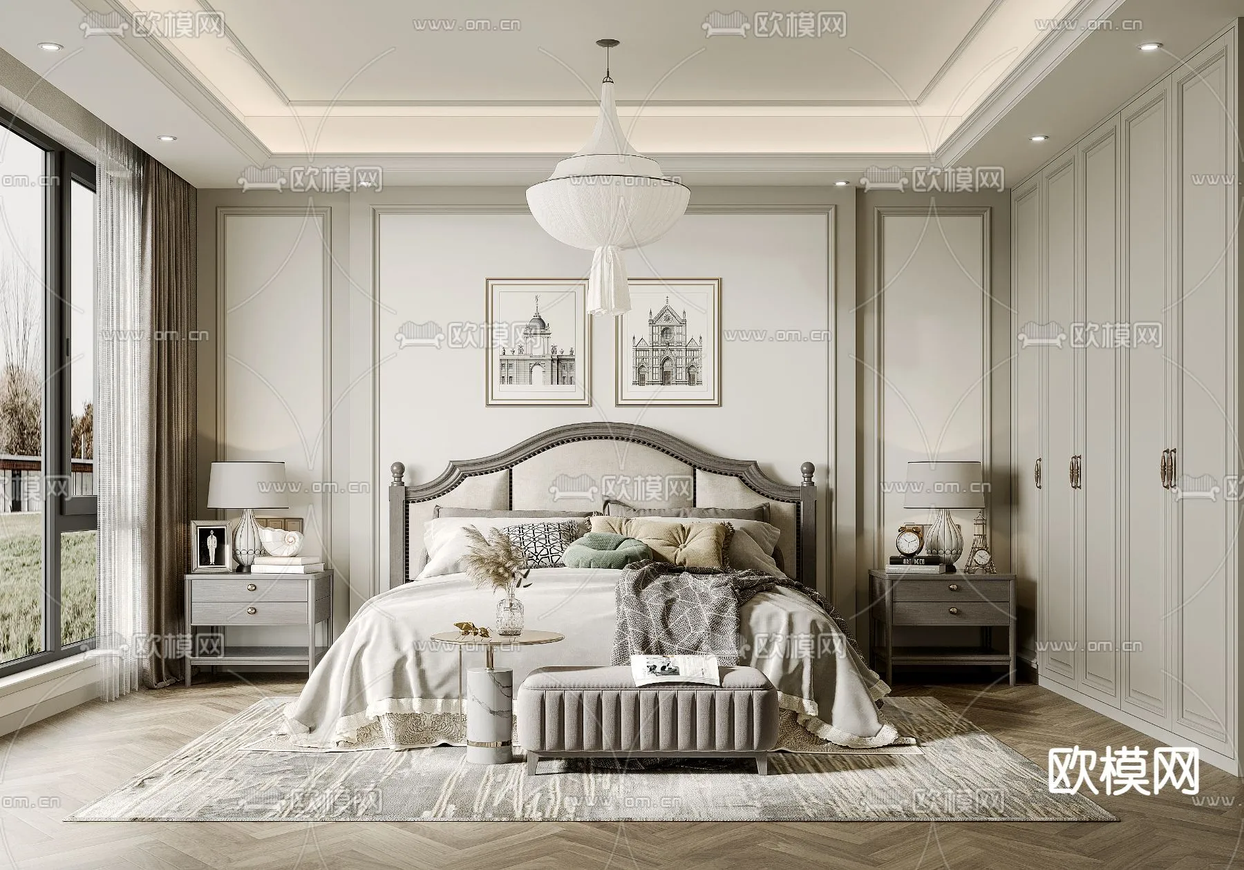 BEDROOM – MODERN STYLE – VRAY / CORONA – 3D MODEL – 2068