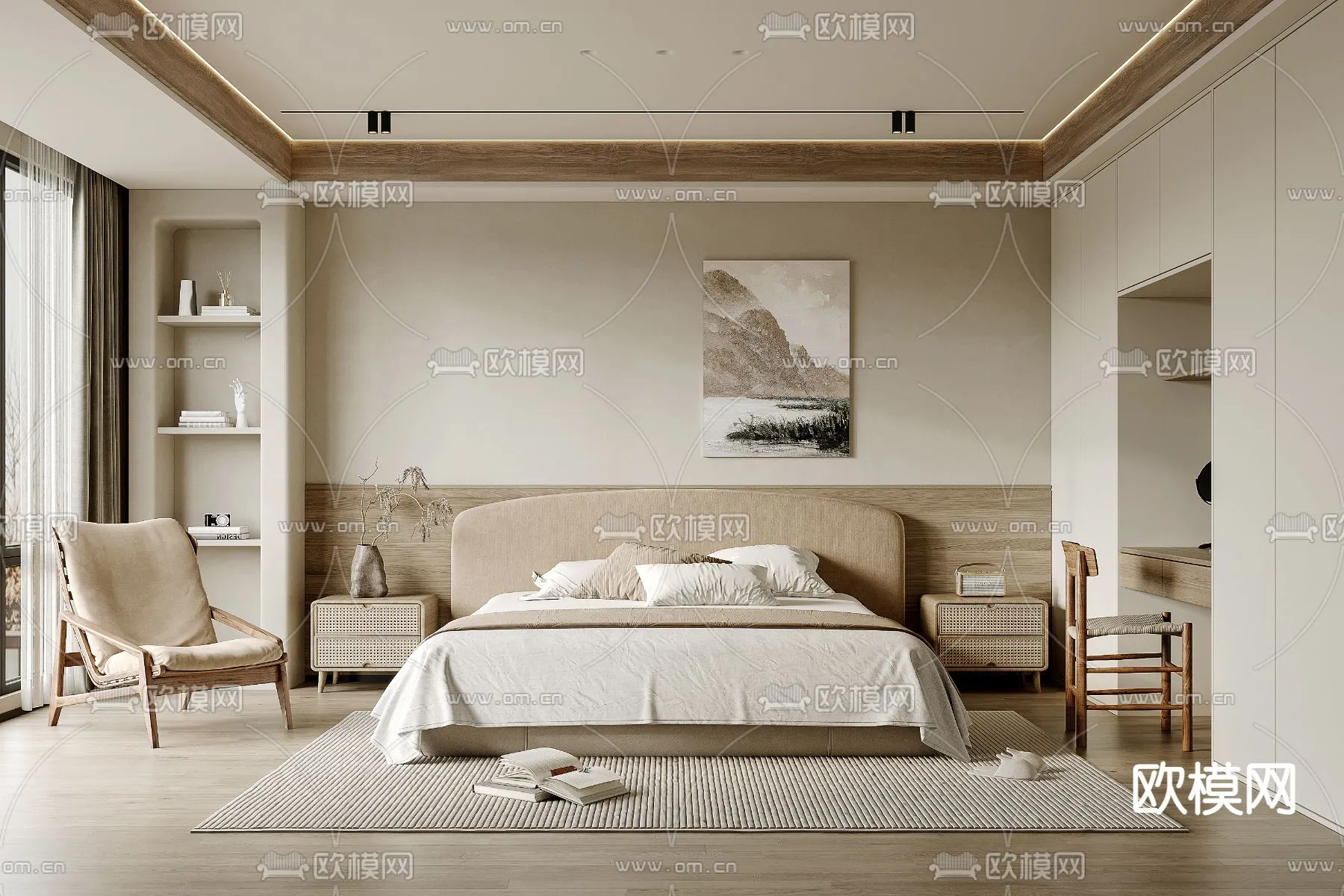 BEDROOM – MODERN STYLE – VRAY / CORONA – 3D MODEL – 2069