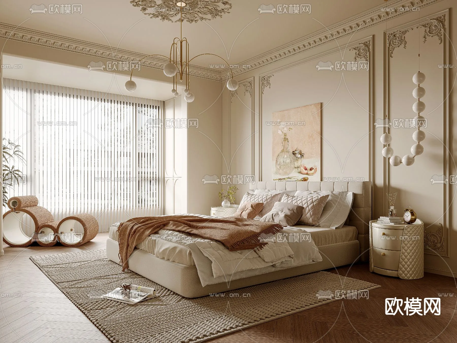 BEDROOM – MODERN STYLE – VRAY / CORONA – 3D MODEL – 2072