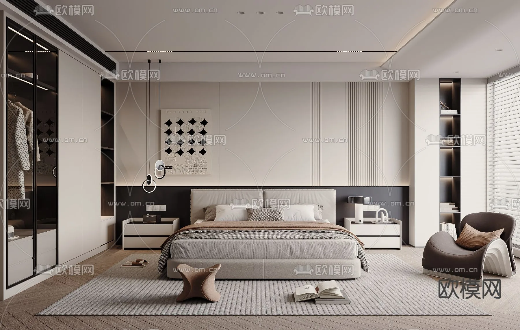 BEDROOM – MODERN STYLE – VRAY / CORONA – 3D MODEL – 2073