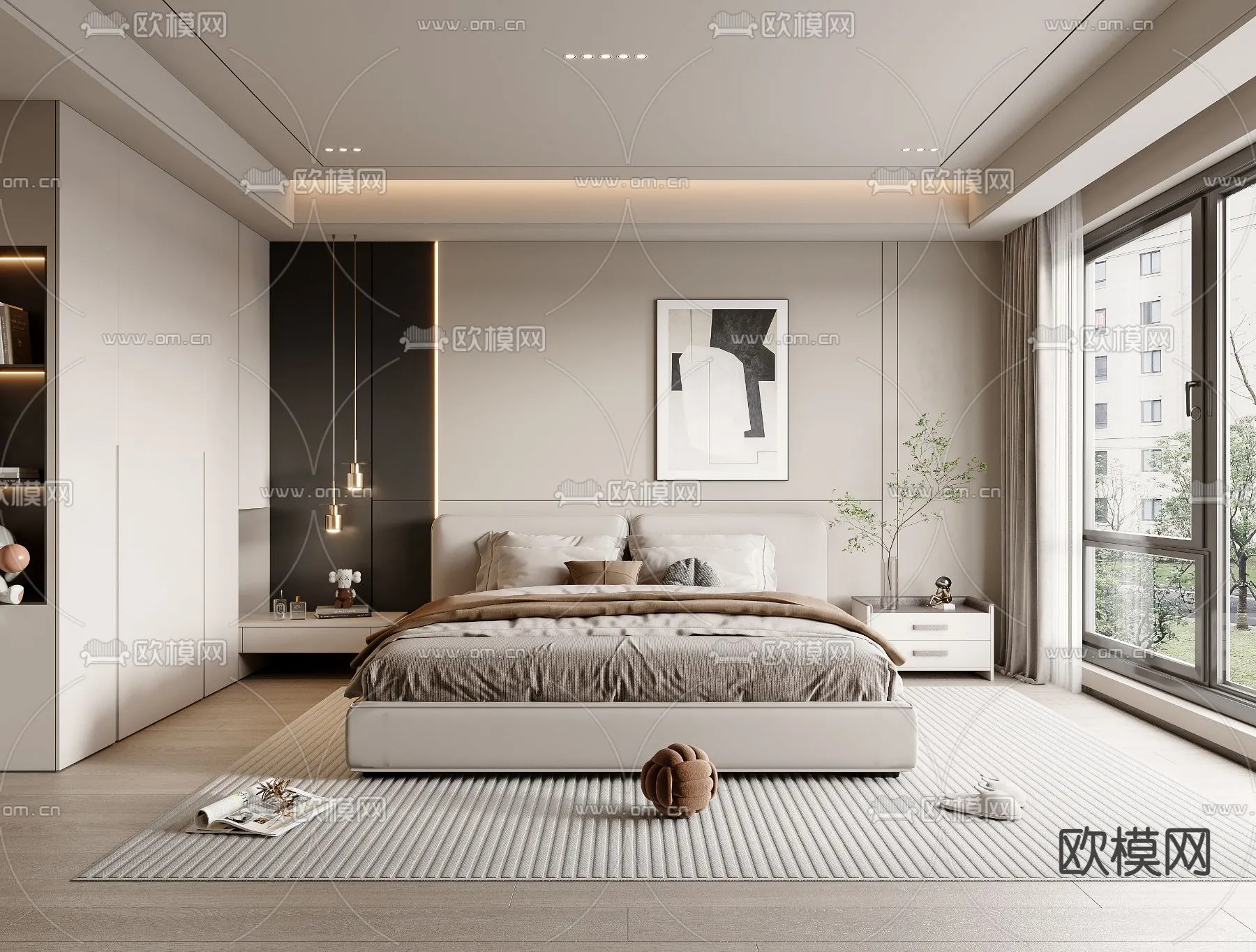 BEDROOM – MODERN STYLE – VRAY / CORONA – 3D MODEL – 2075