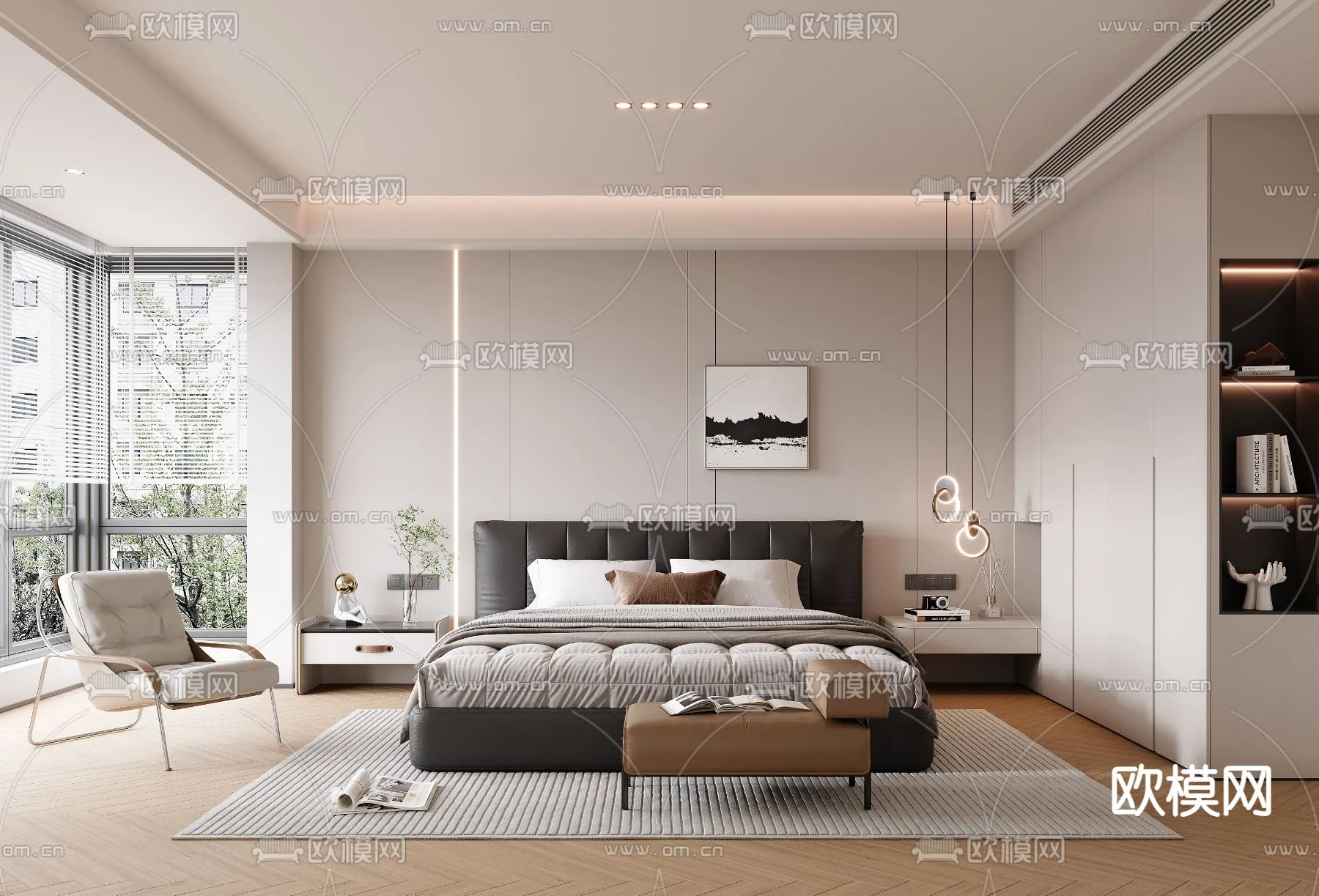 BEDROOM – MODERN STYLE – VRAY / CORONA – 3D MODEL – 2076