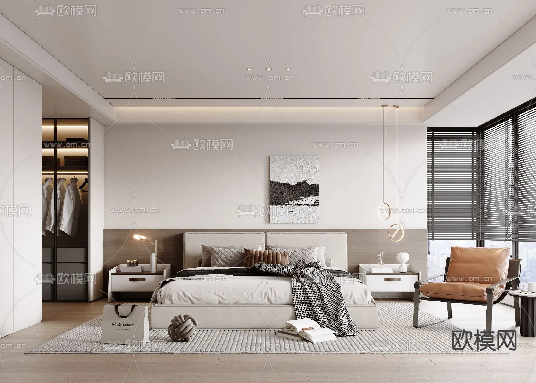 BEDROOM – MODERN STYLE – VRAY / CORONA – 3D MODEL – 2077
