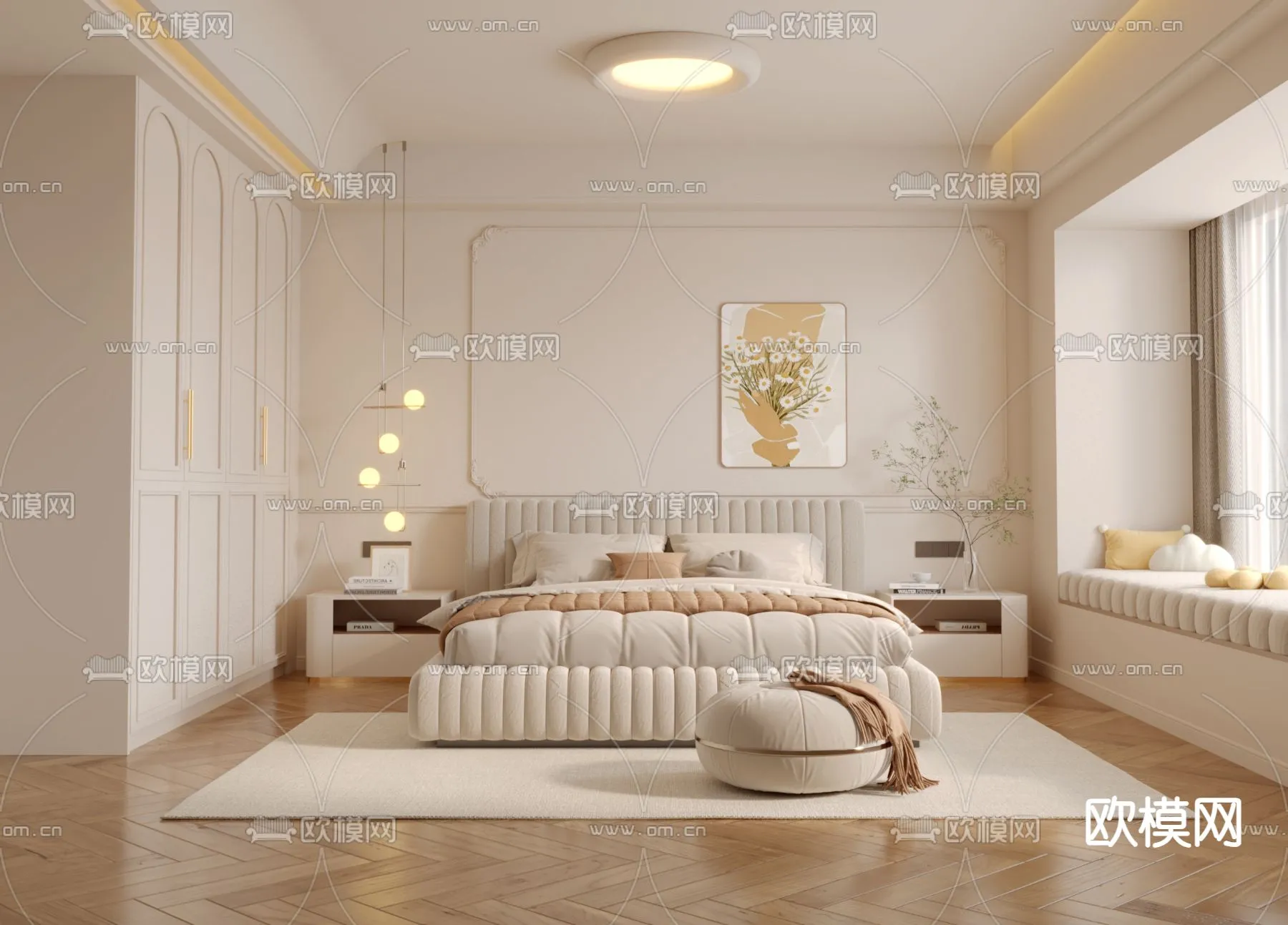BEDROOM – MODERN STYLE – VRAY / CORONA – 3D MODEL – 2079