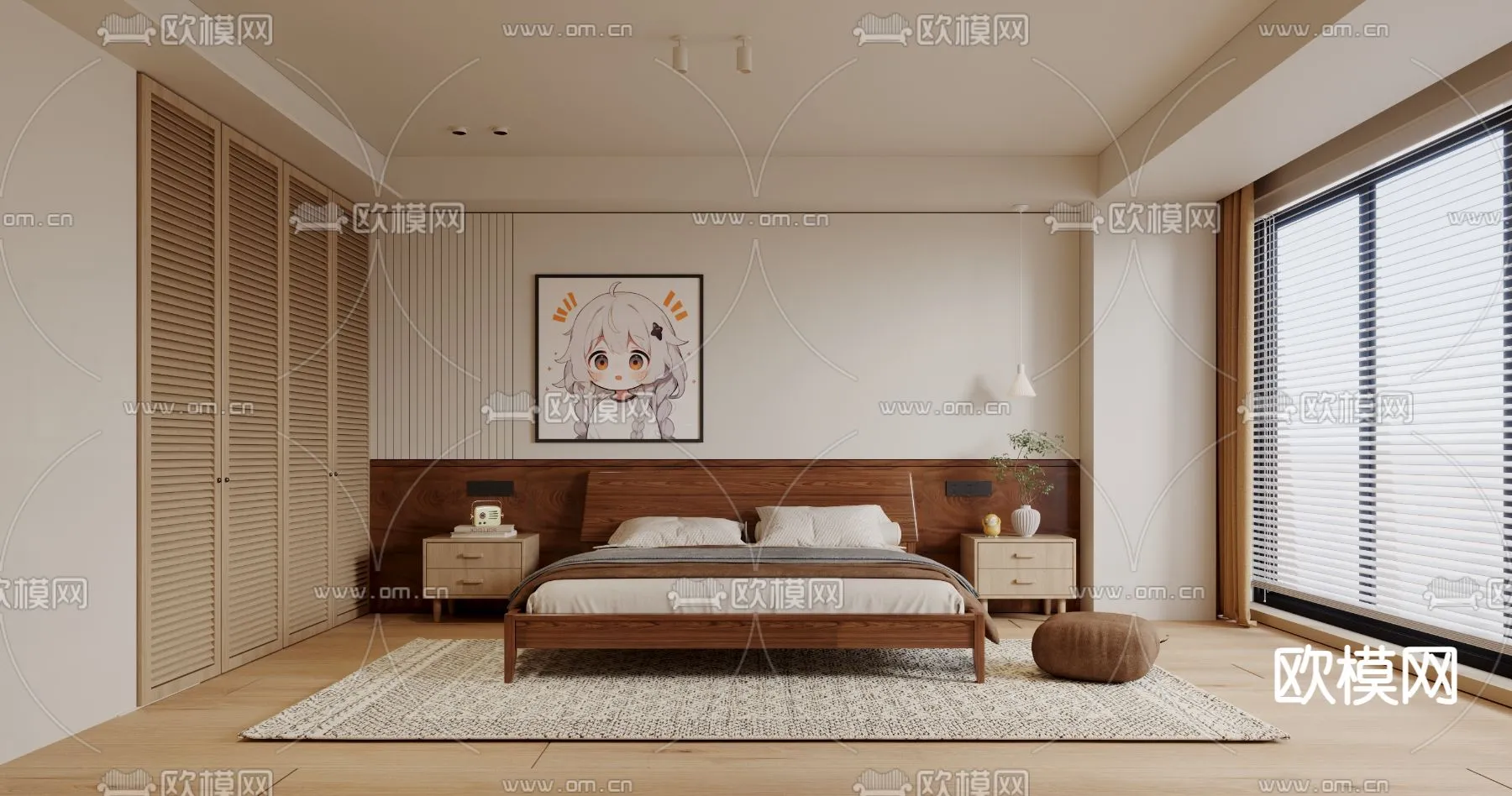 BEDROOM – MODERN STYLE – VRAY / CORONA – 3D MODEL – 2084