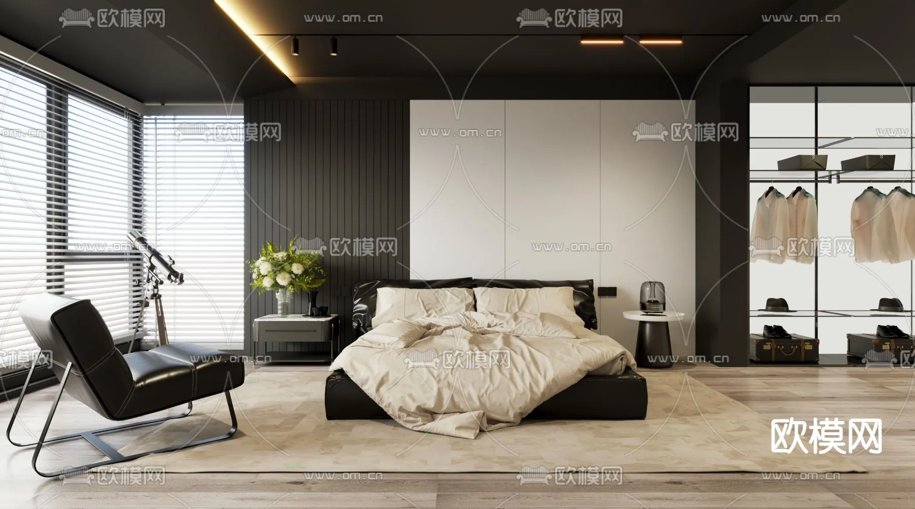 BEDROOM – MODERN STYLE – VRAY / CORONA – 3D MODEL – 2086