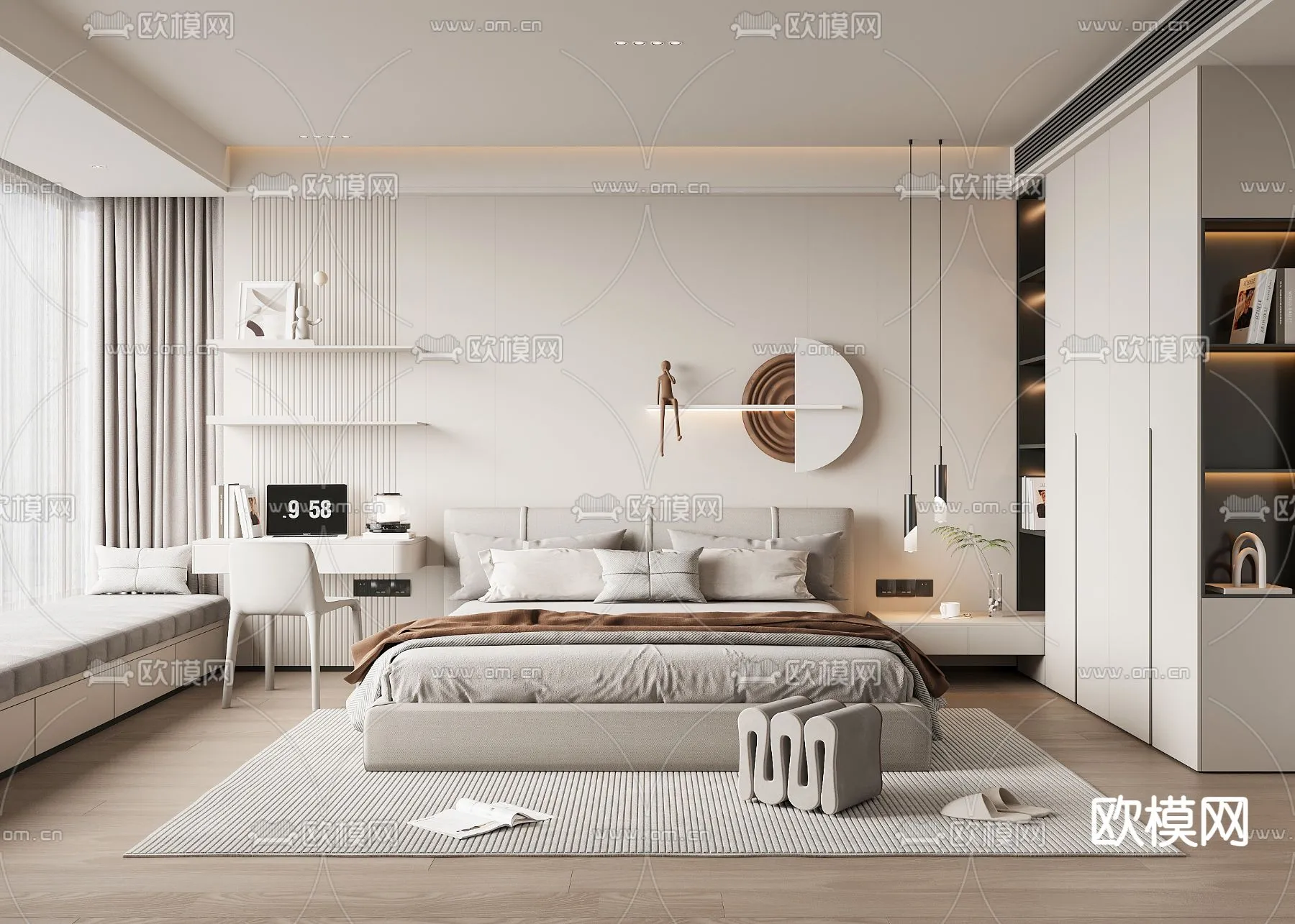 BEDROOM – MODERN STYLE – VRAY / CORONA – 3D MODEL – 2091