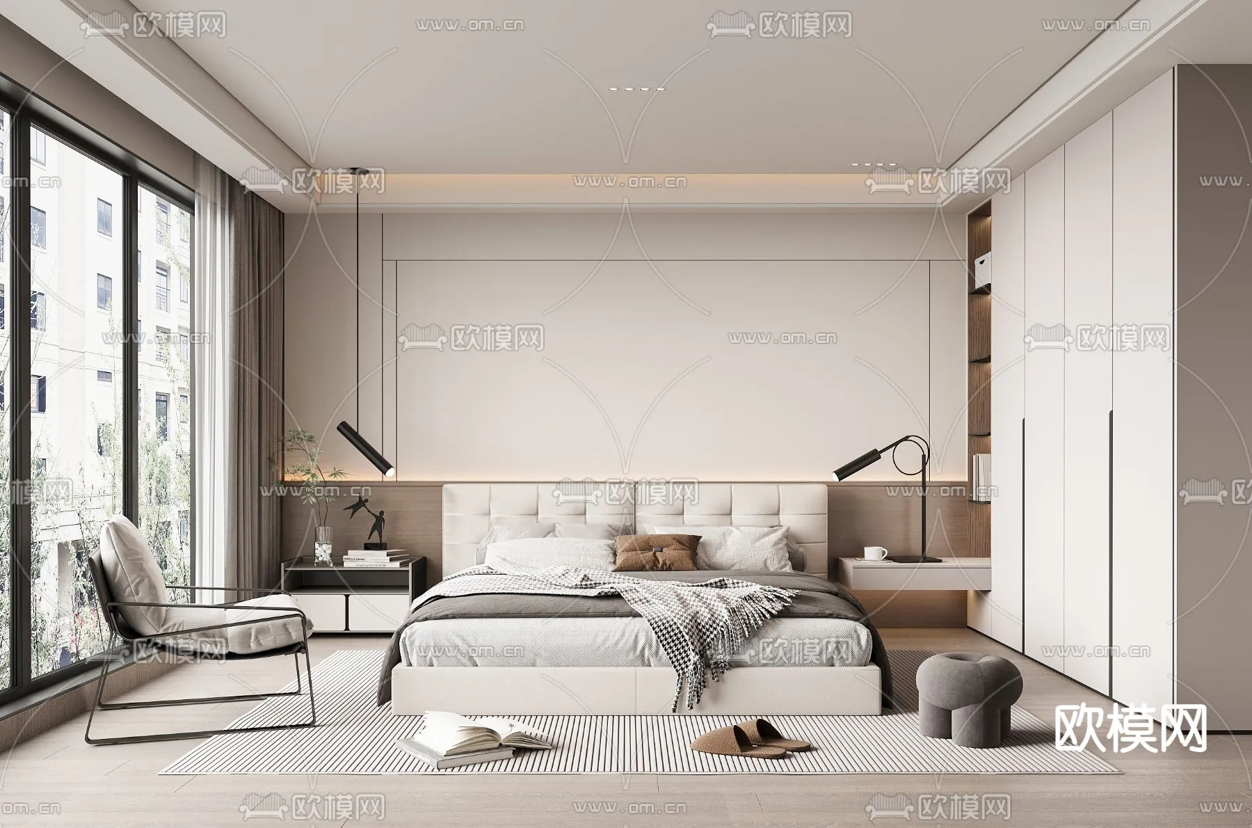 BEDROOM – MODERN STYLE – VRAY / CORONA – 3D MODEL – 2092