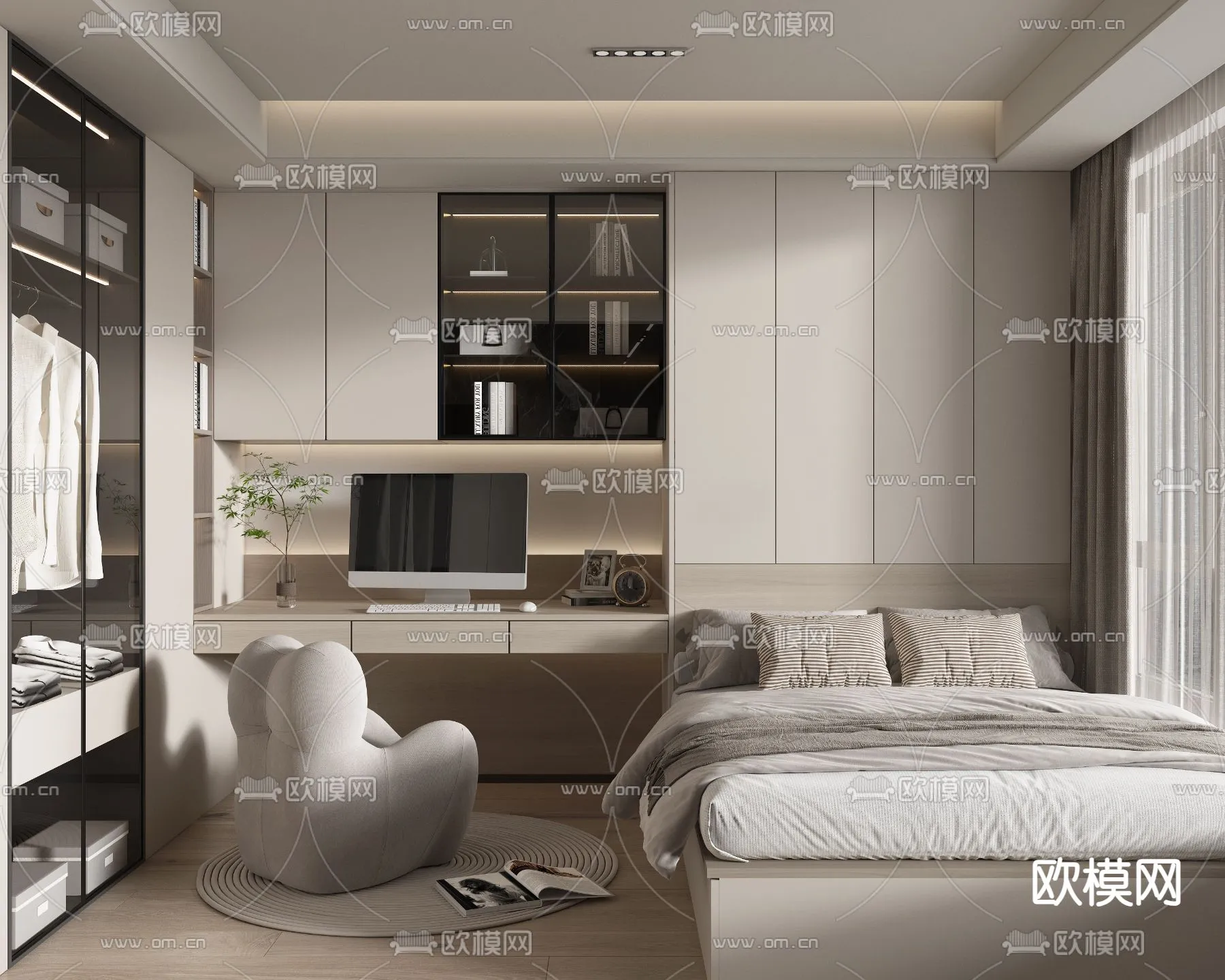 BEDROOM – MODERN STYLE – VRAY / CORONA – 3D MODEL – 2094