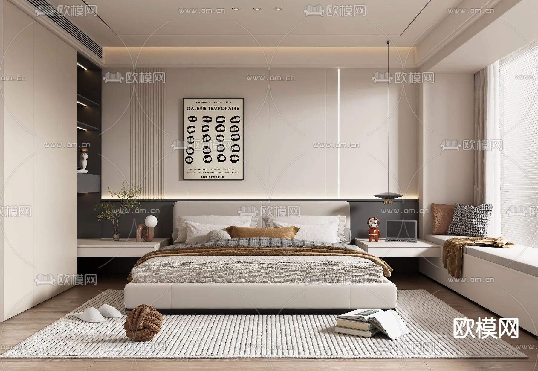 BEDROOM – MODERN STYLE – VRAY / CORONA – 3D MODEL – 2095