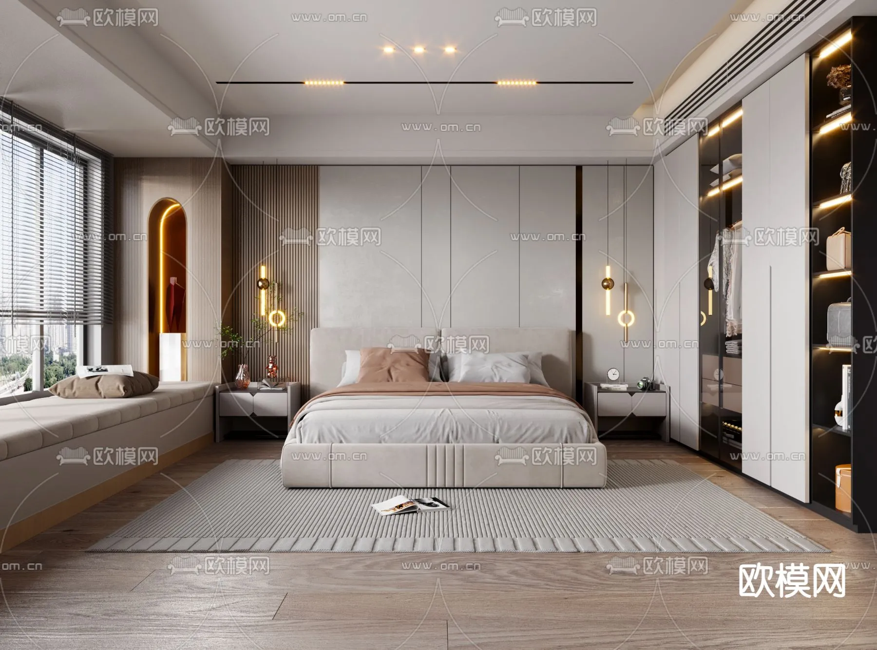 BEDROOM – MODERN STYLE – VRAY / CORONA – 3D MODEL – 2096