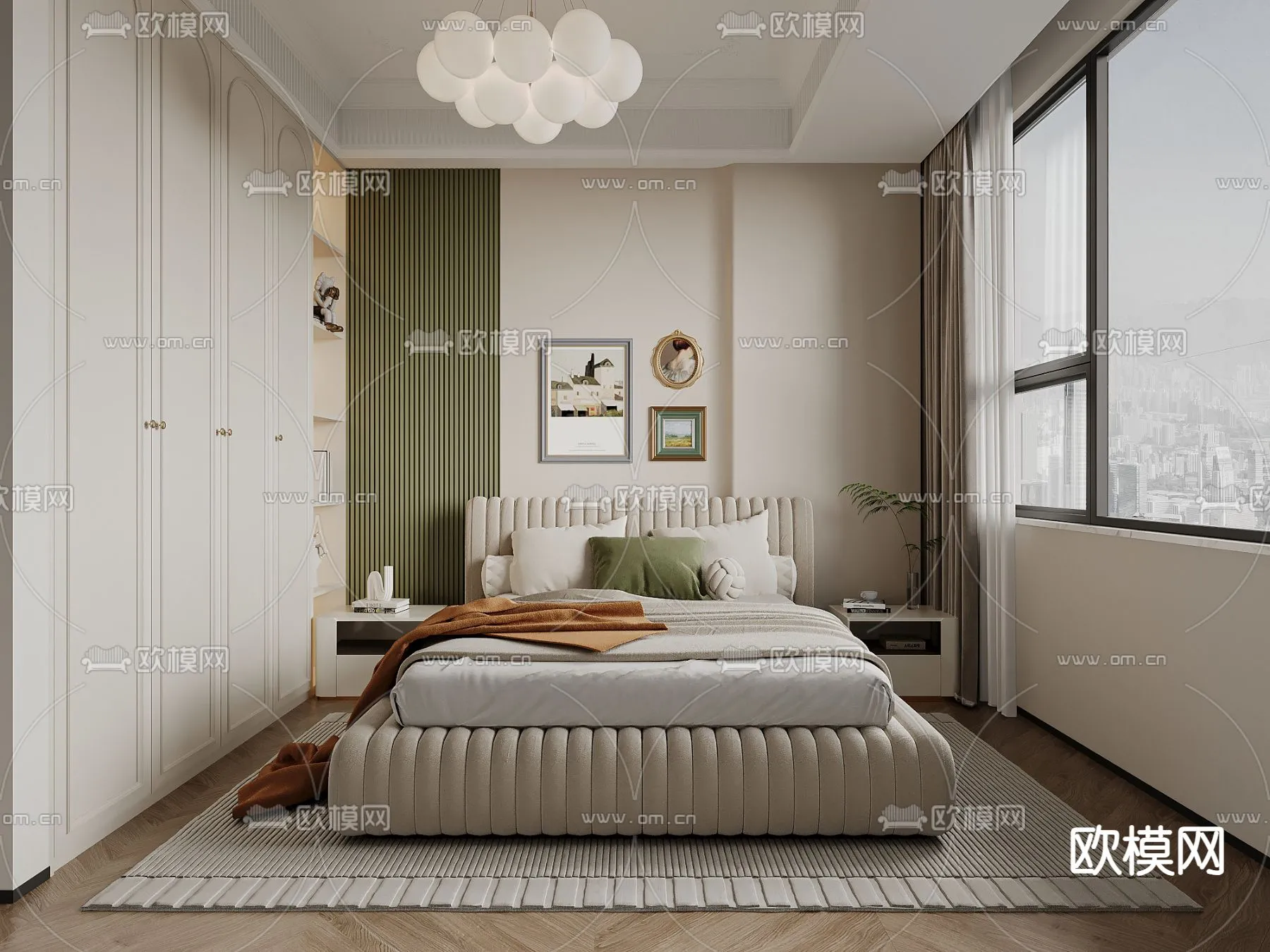 BEDROOM – MODERN STYLE – VRAY / CORONA – 3D MODEL – 2100