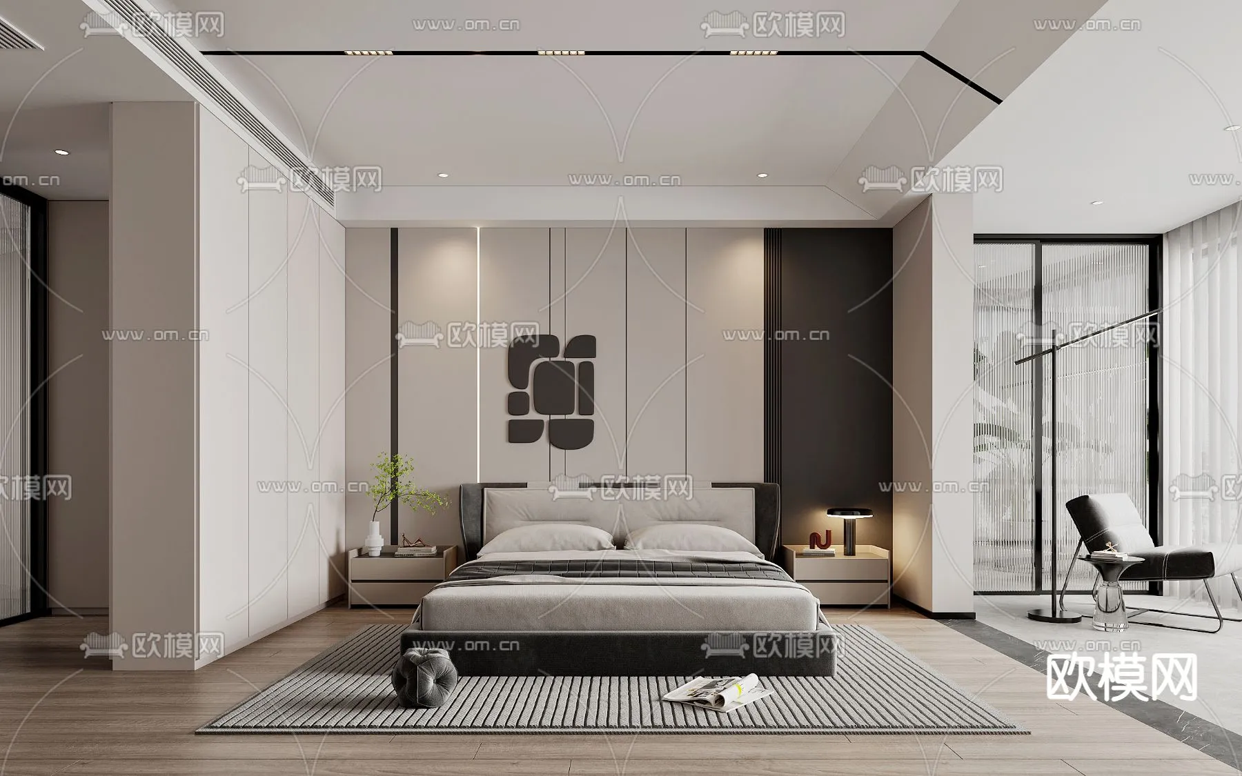 BEDROOM – MODERN STYLE – VRAY / CORONA – 3D MODEL – 2102