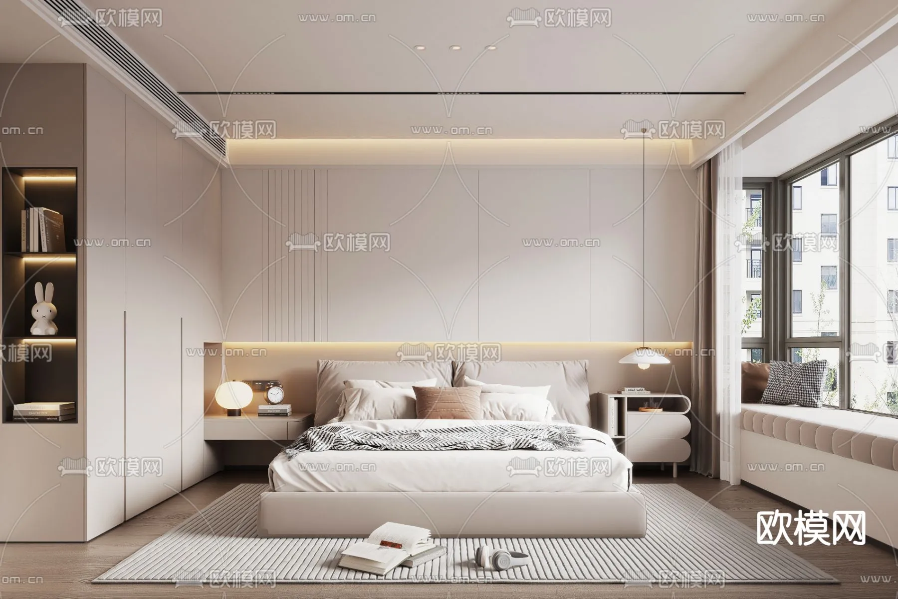BEDROOM – MODERN STYLE – VRAY / CORONA – 3D MODEL – 2104