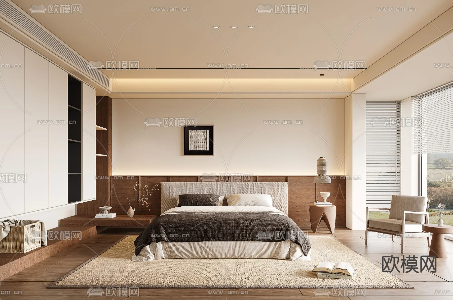 BEDROOM – MODERN STYLE – VRAY / CORONA – 3D MODEL – 2107