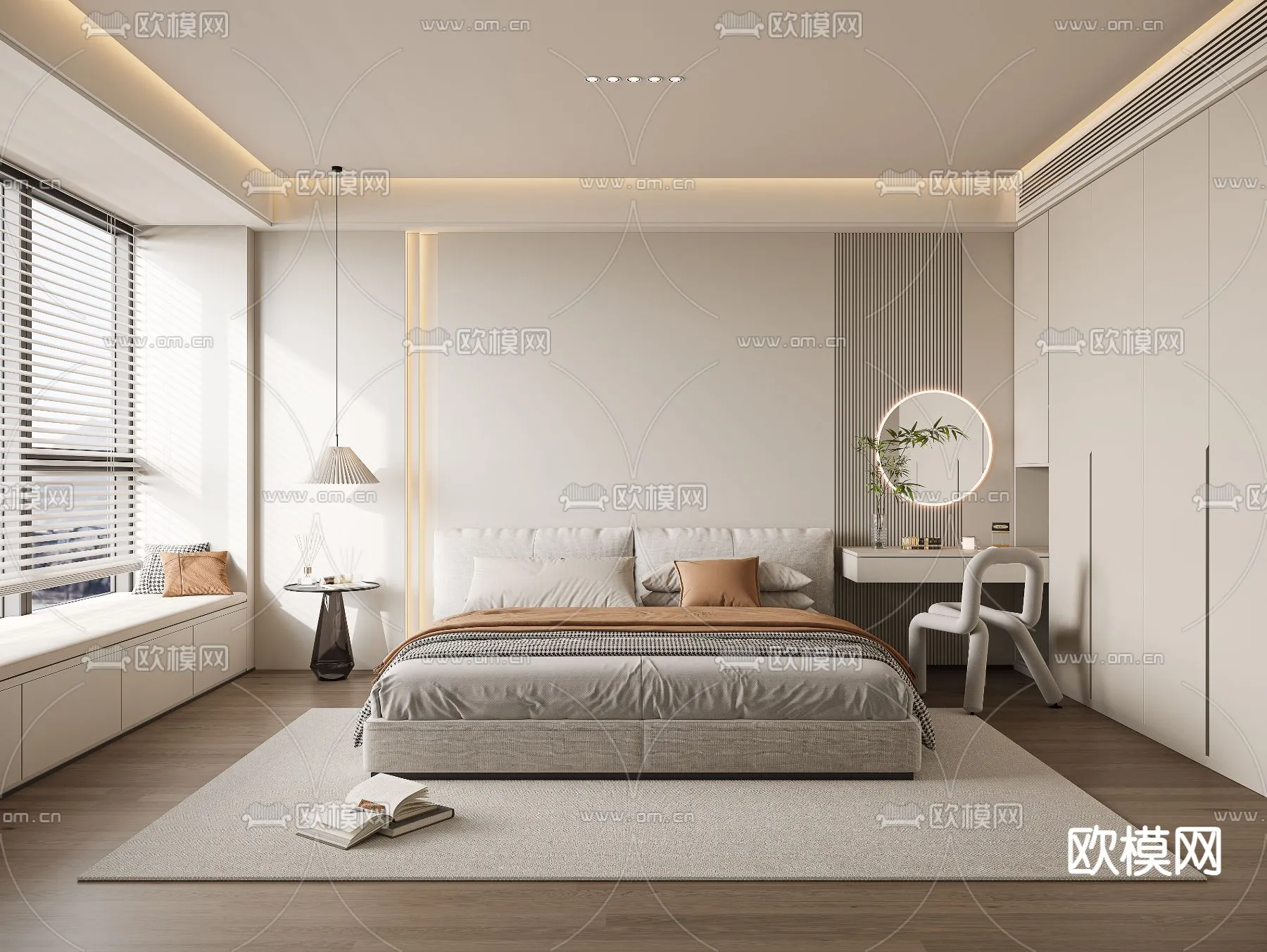 BEDROOM – MODERN STYLE – VRAY / CORONA – 3D MODEL – 2108