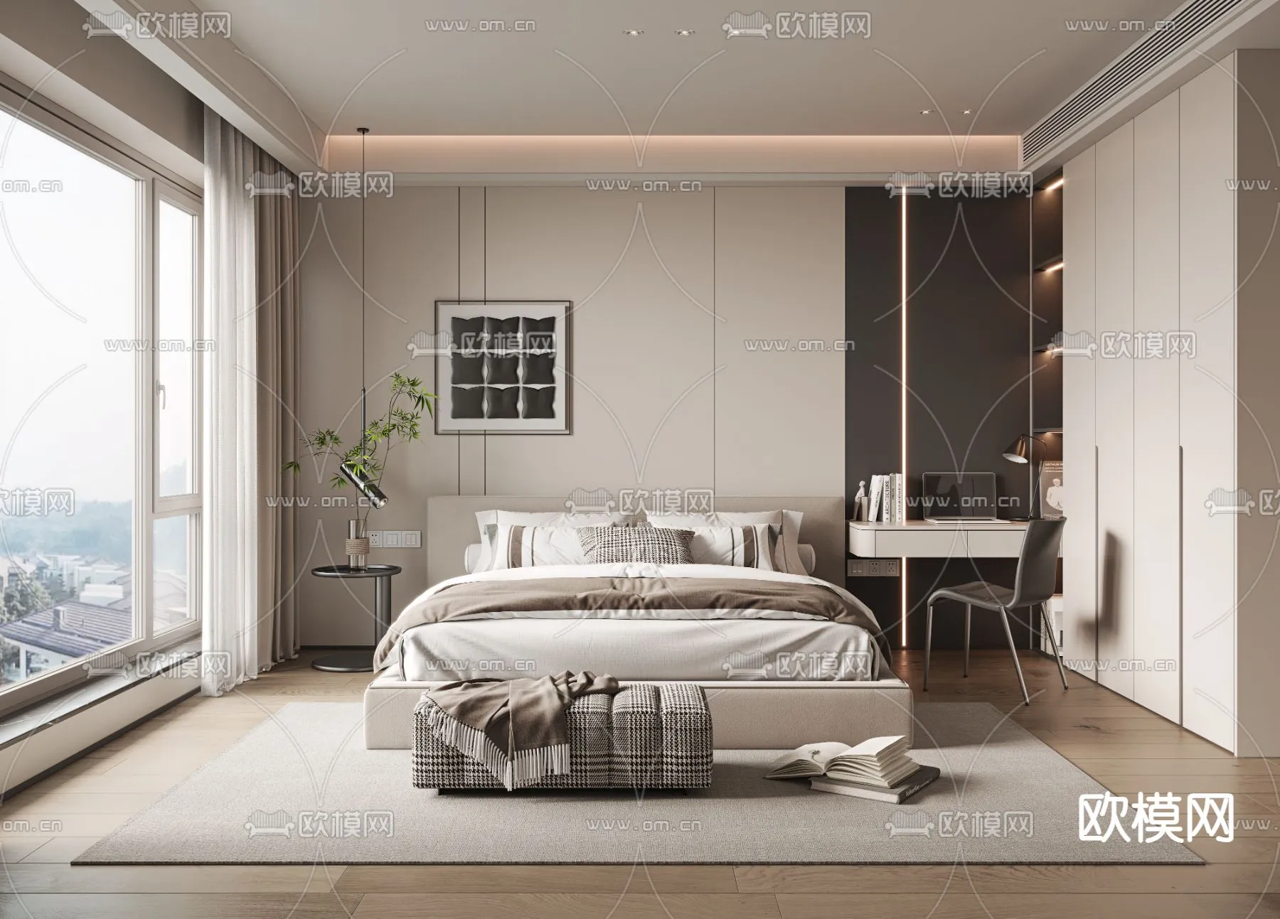 BEDROOM – MODERN STYLE – VRAY / CORONA – 3D MODEL – 2109