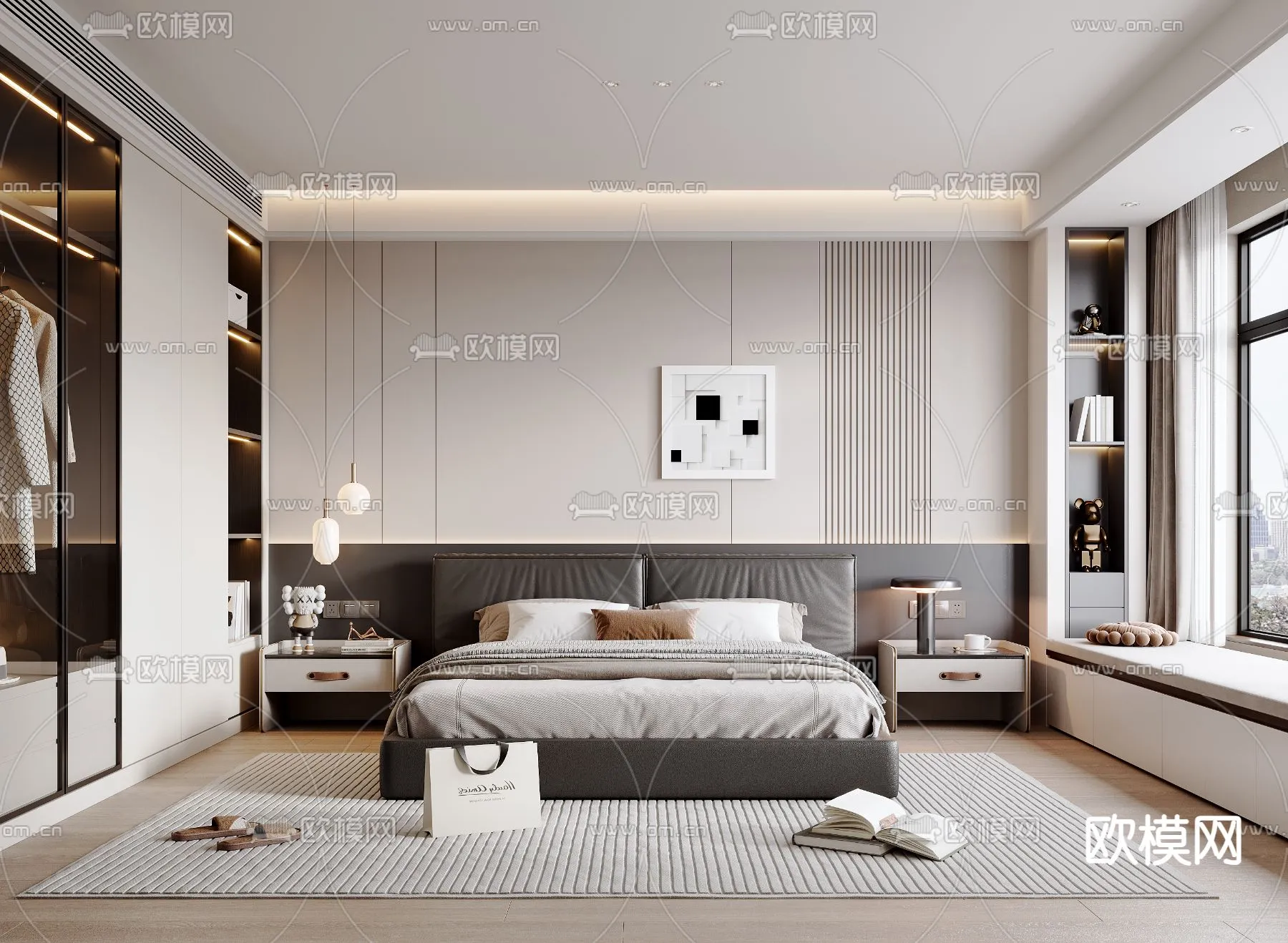 BEDROOM – MODERN STYLE – VRAY / CORONA – 3D MODEL – 2117