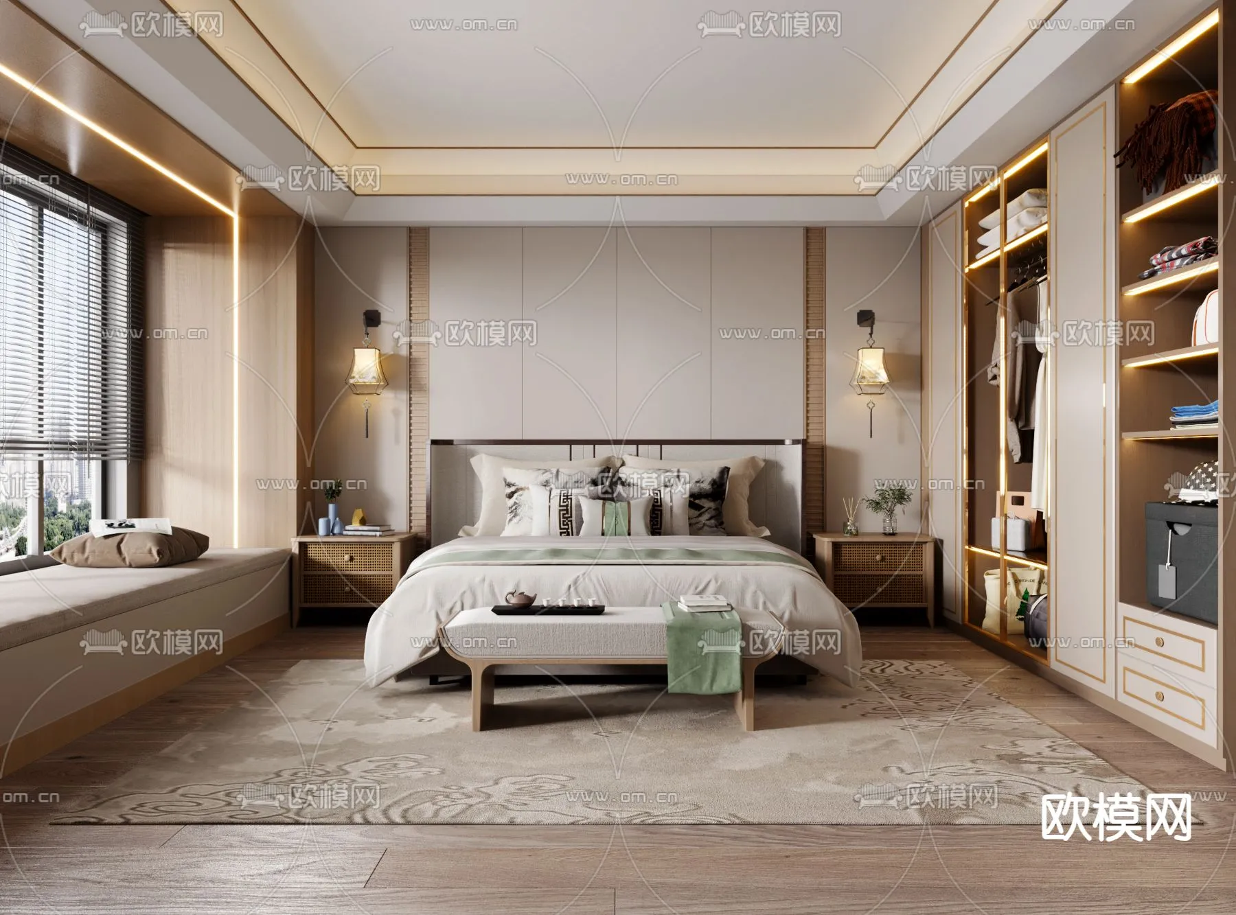 BEDROOM – MODERN STYLE – VRAY / CORONA – 3D MODEL – 2119