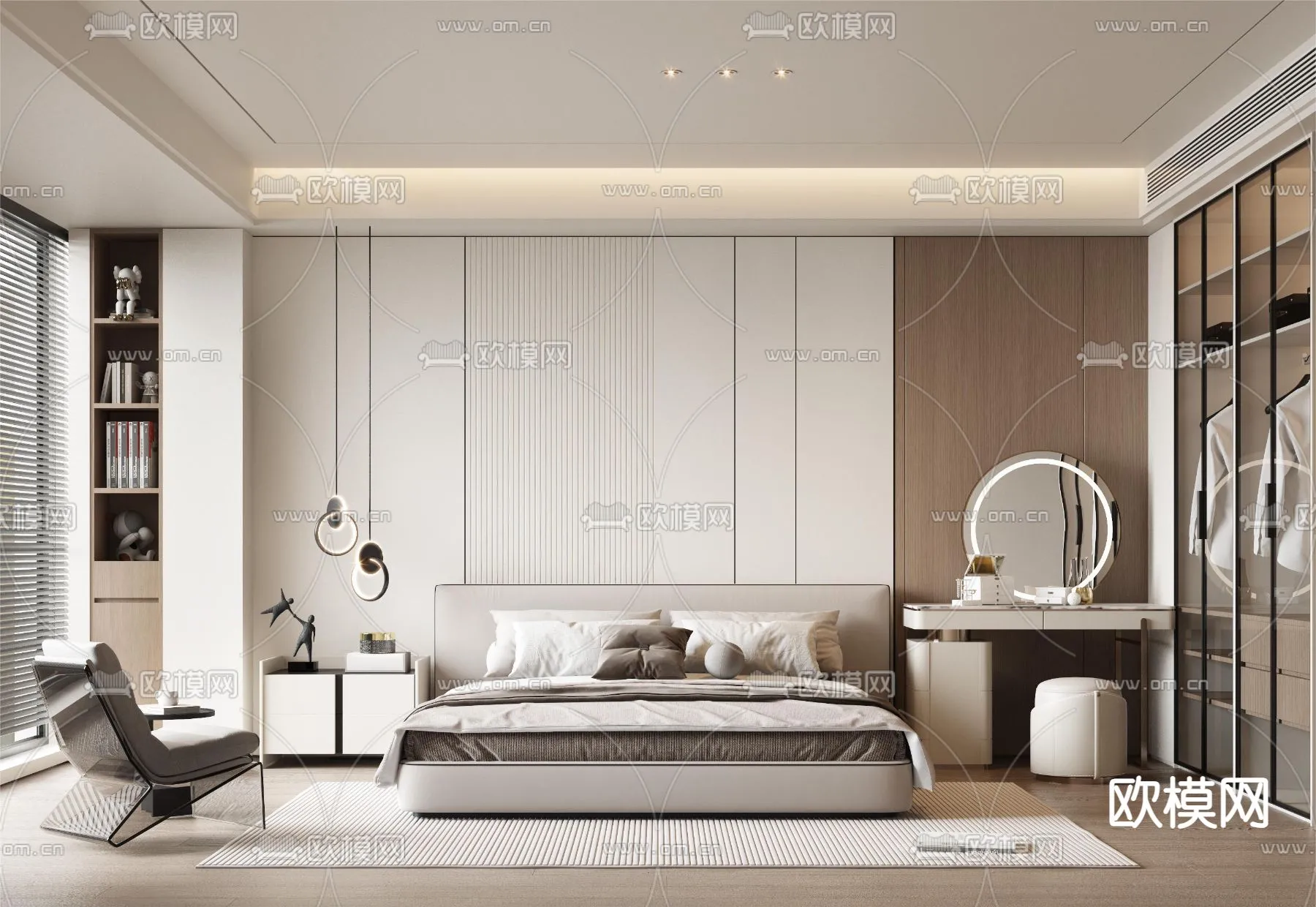 BEDROOM – MODERN STYLE – VRAY / CORONA – 3D MODEL – 2121