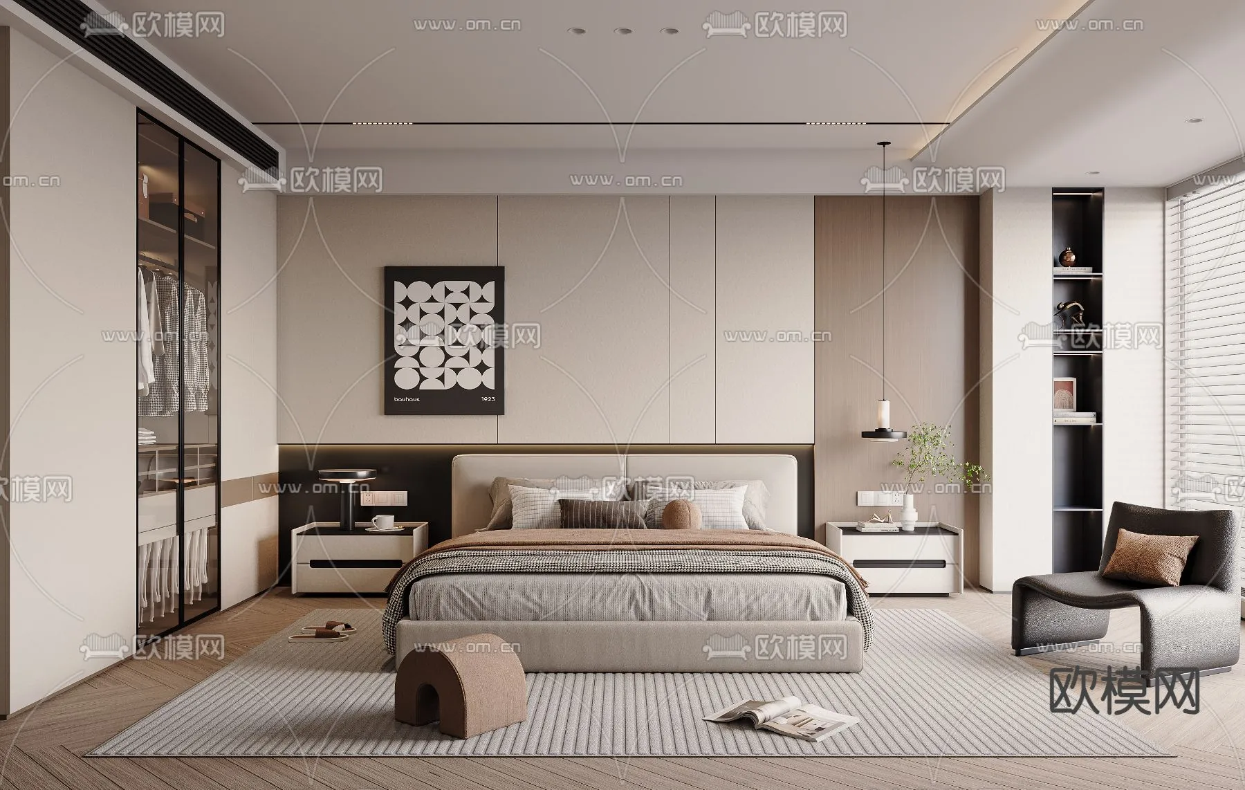 BEDROOM – MODERN STYLE – VRAY / CORONA – 3D MODEL – 2123