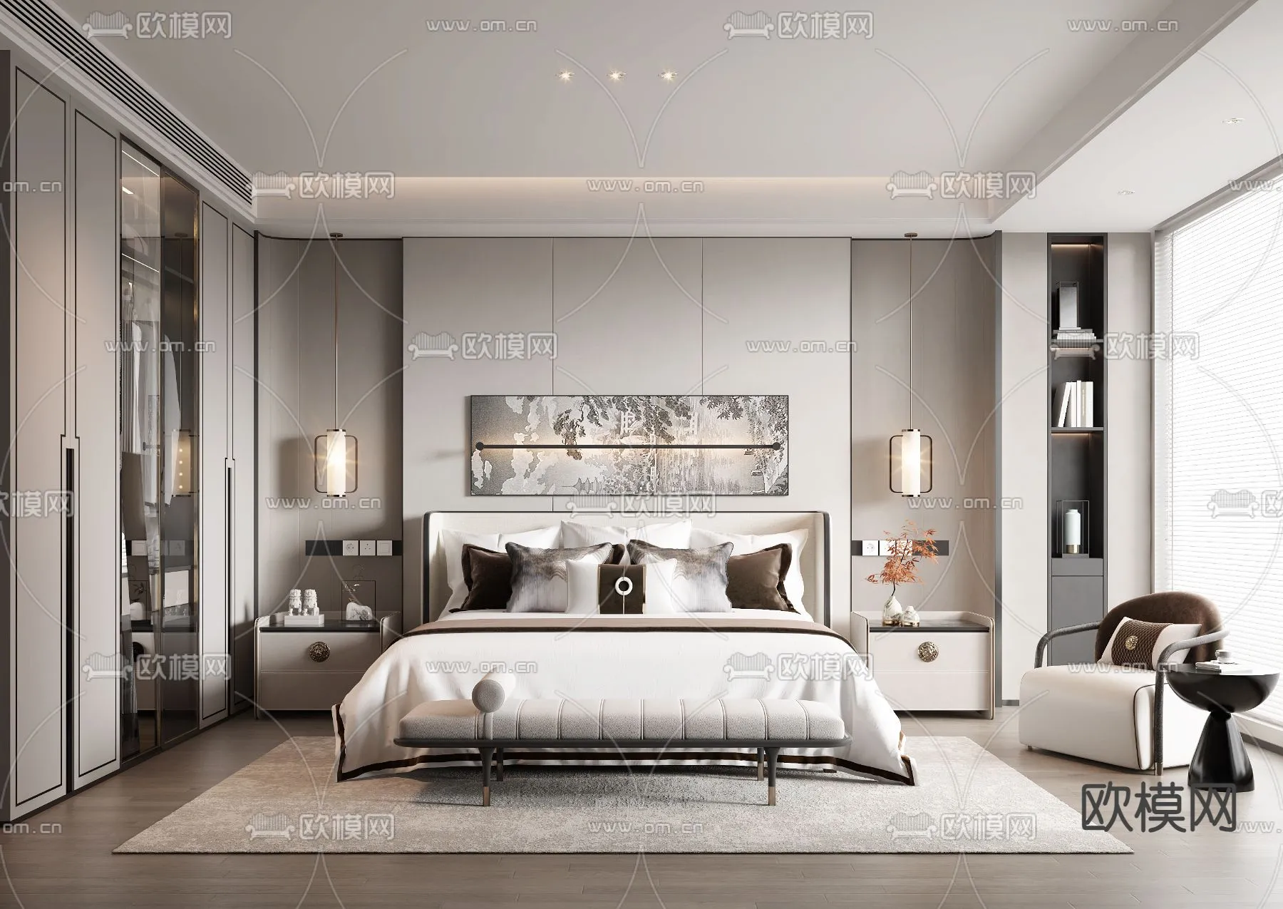 BEDROOM – MODERN STYLE – VRAY / CORONA – 3D MODEL – 2124